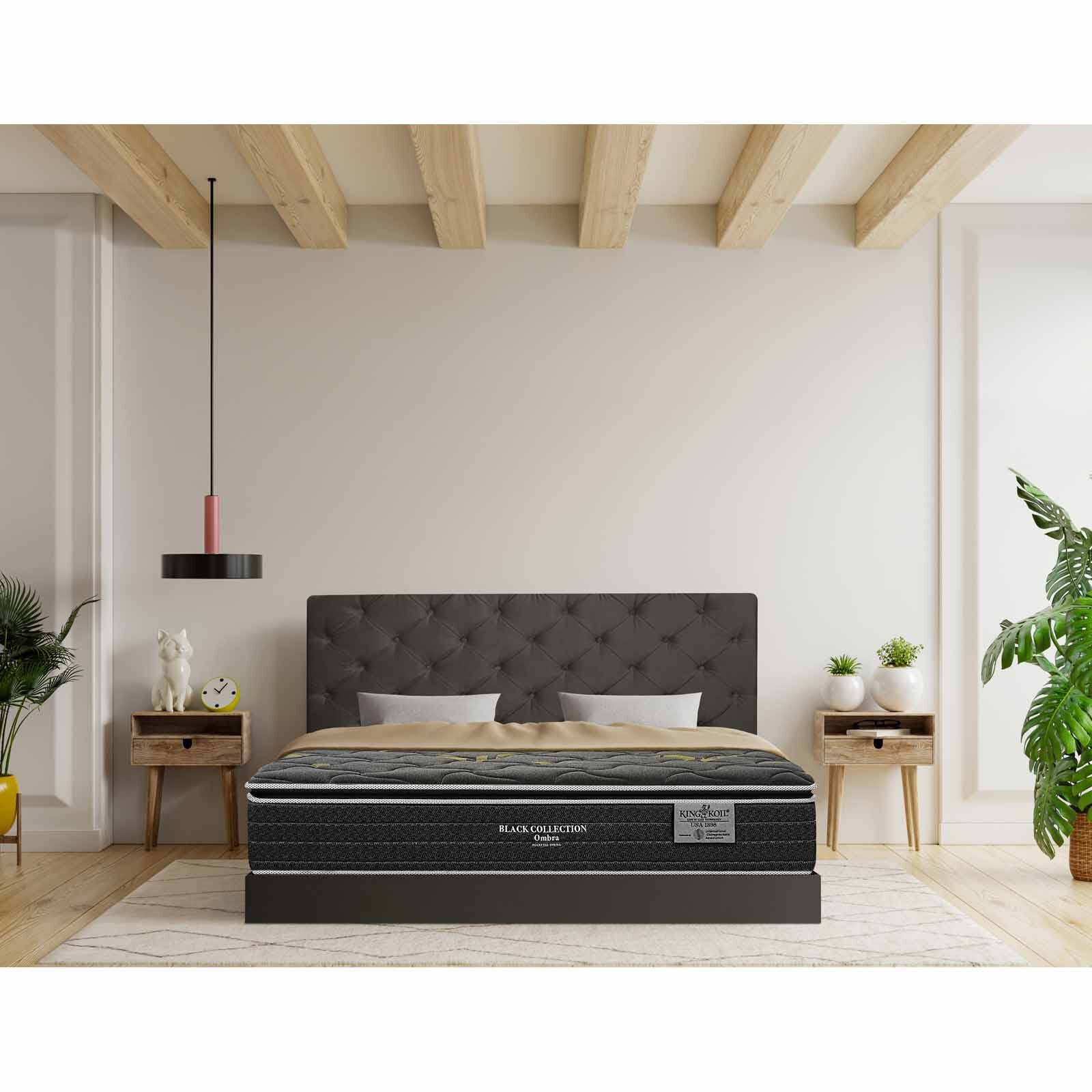 KINGKOIL Single Size Mattress W/bedframe And Headboard BLACK COLLECTION OMBRA-image 3