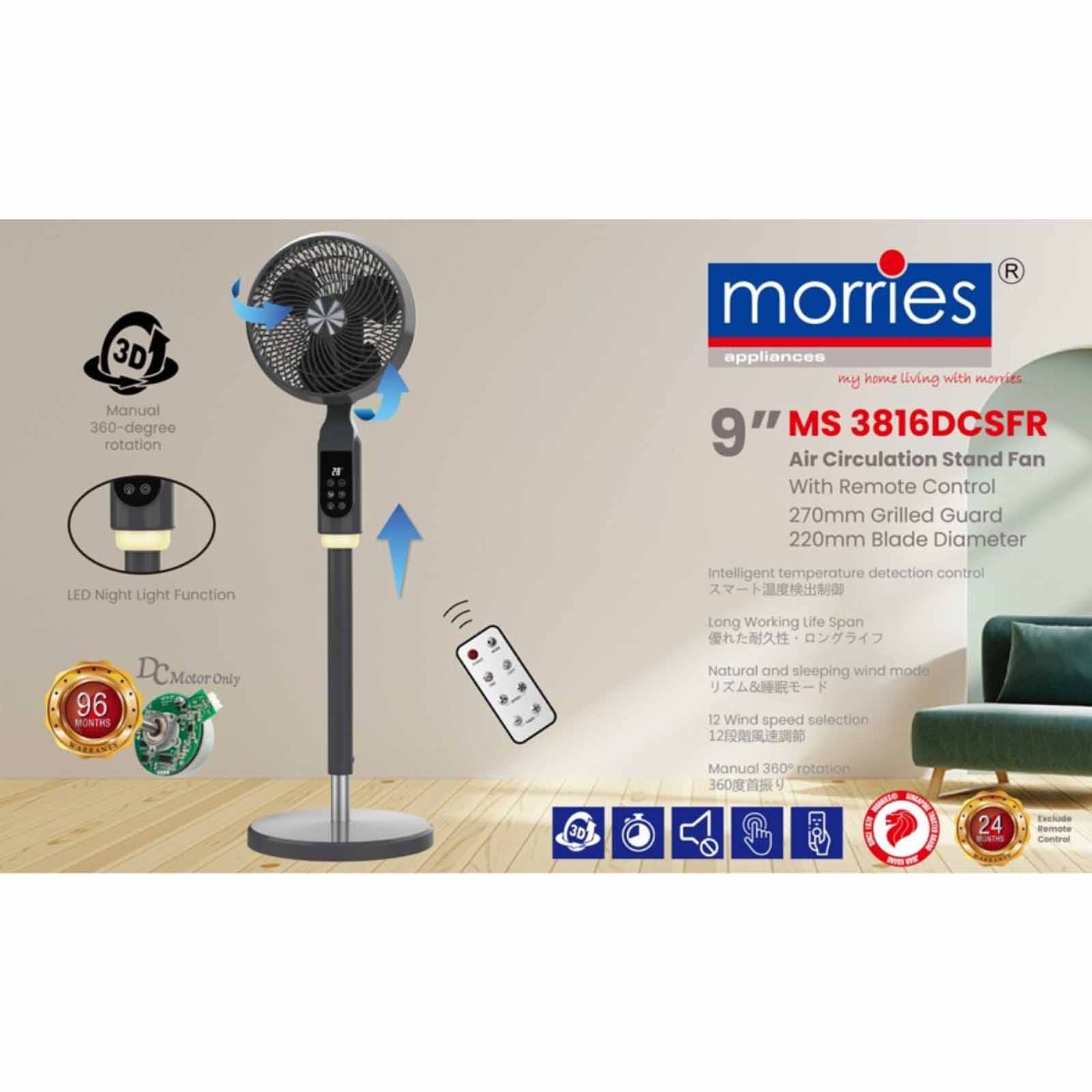 MORRIES 9 In Dc Air Circulation Stand Fan MS-3816DCSFR-image 4