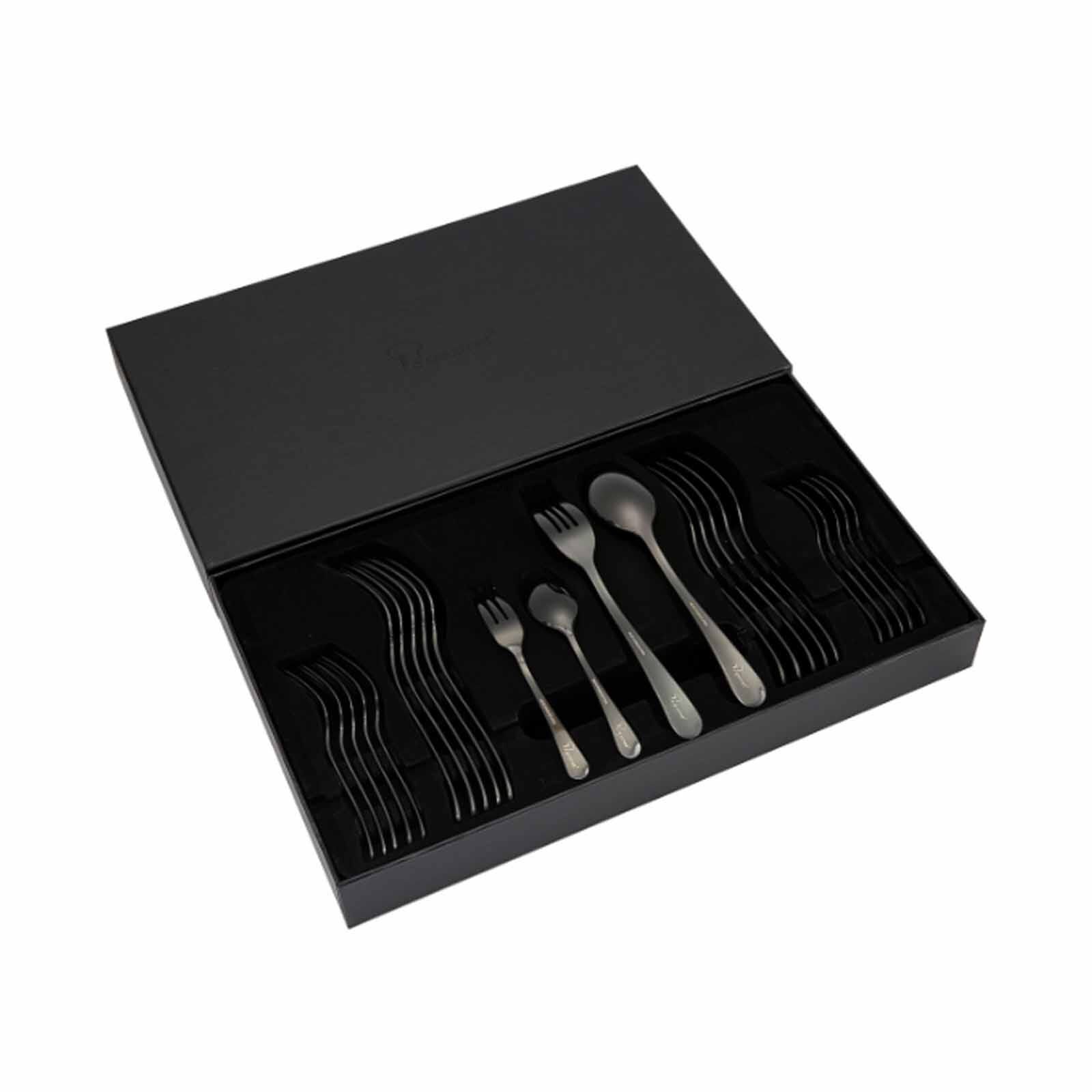 LA GOURMET 24pc Cutlery Set, Milan, Black LGKC396112