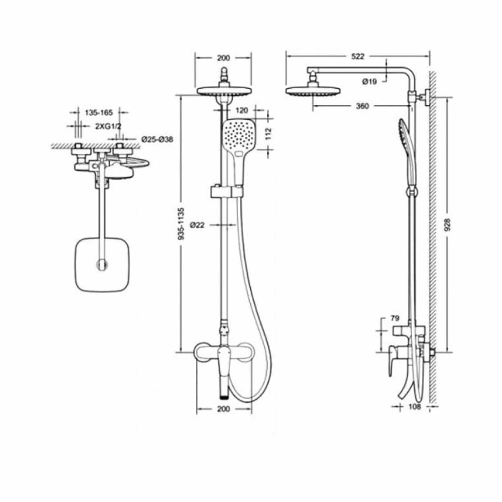 BRAVAT Bravat Source Single Leaver Wall Mounted Shower Set With Spout Brass Body - Exclude Installation F6173218CP-A-ENG-image 2