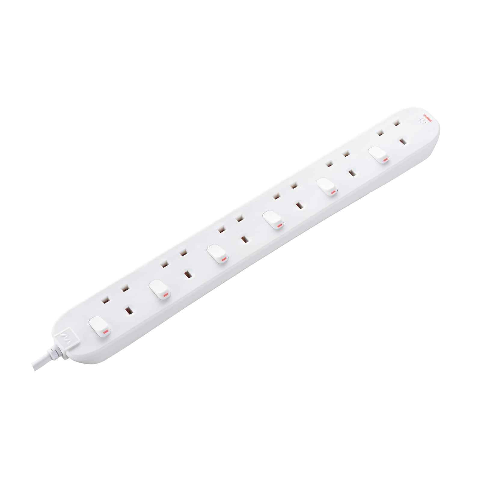 MASTERPLUG 13a 6 Gang Individual Switch (2m) SWC62N-MPA