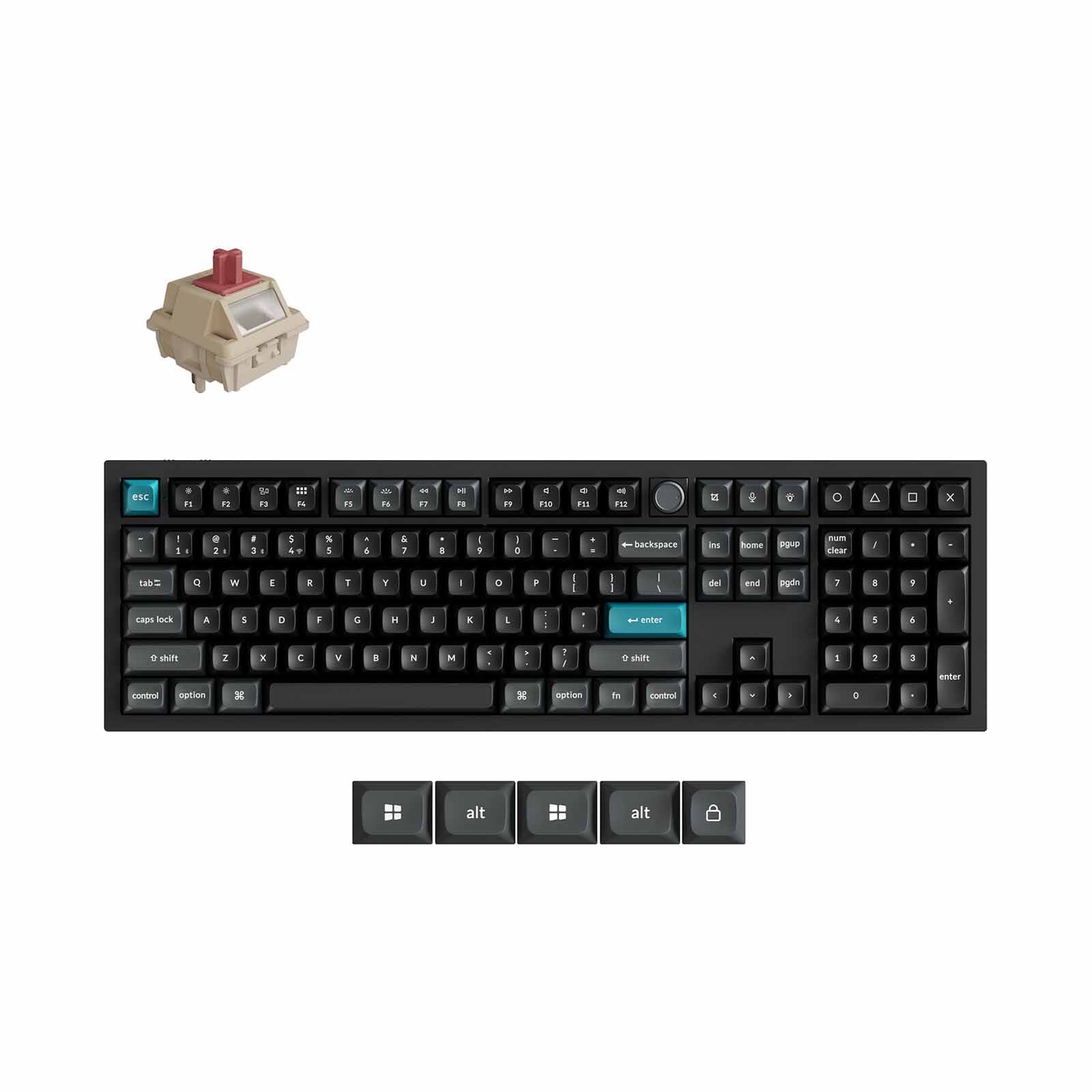 KEYCHRON Q6 Ultra 8k 100% 108 Key Black Knob Rgb Hot-swap Silk Pom Red Switch KYCN-Q6U-M1