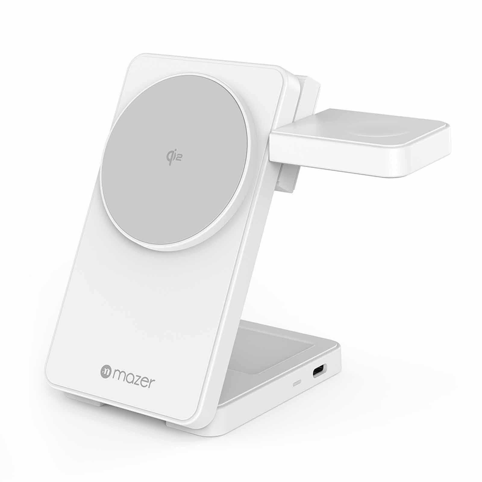 MAZER Qi2 Foldable 3in1 Total 25w Wireless Charging Stand-white M-QI2-MAGFOLD06-WH-image 1