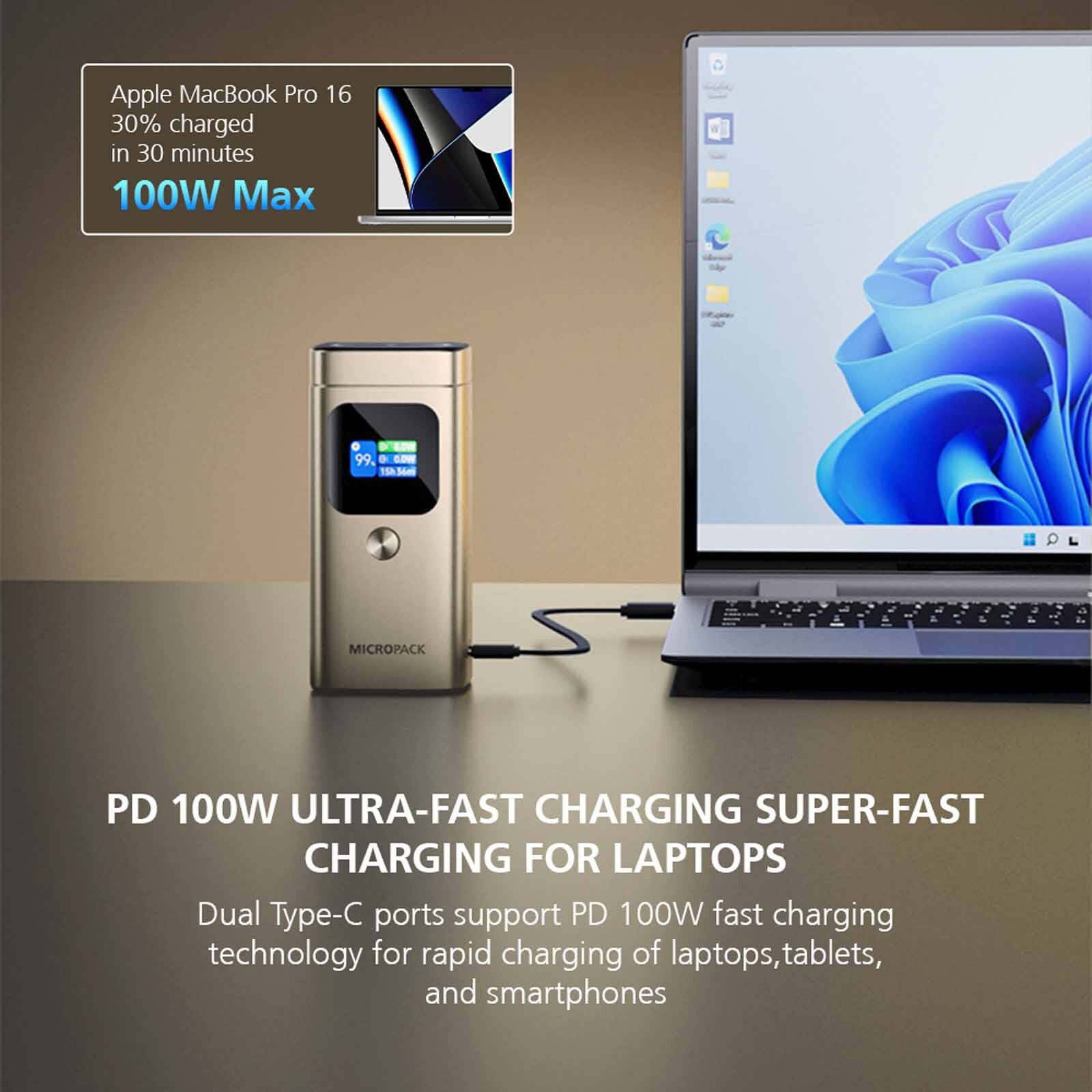 MICROPACK 4 In 1 Pd Fast Charging Magnetic Wireless Powerbank - Titanium Gold WPB-2100-TI-image 17