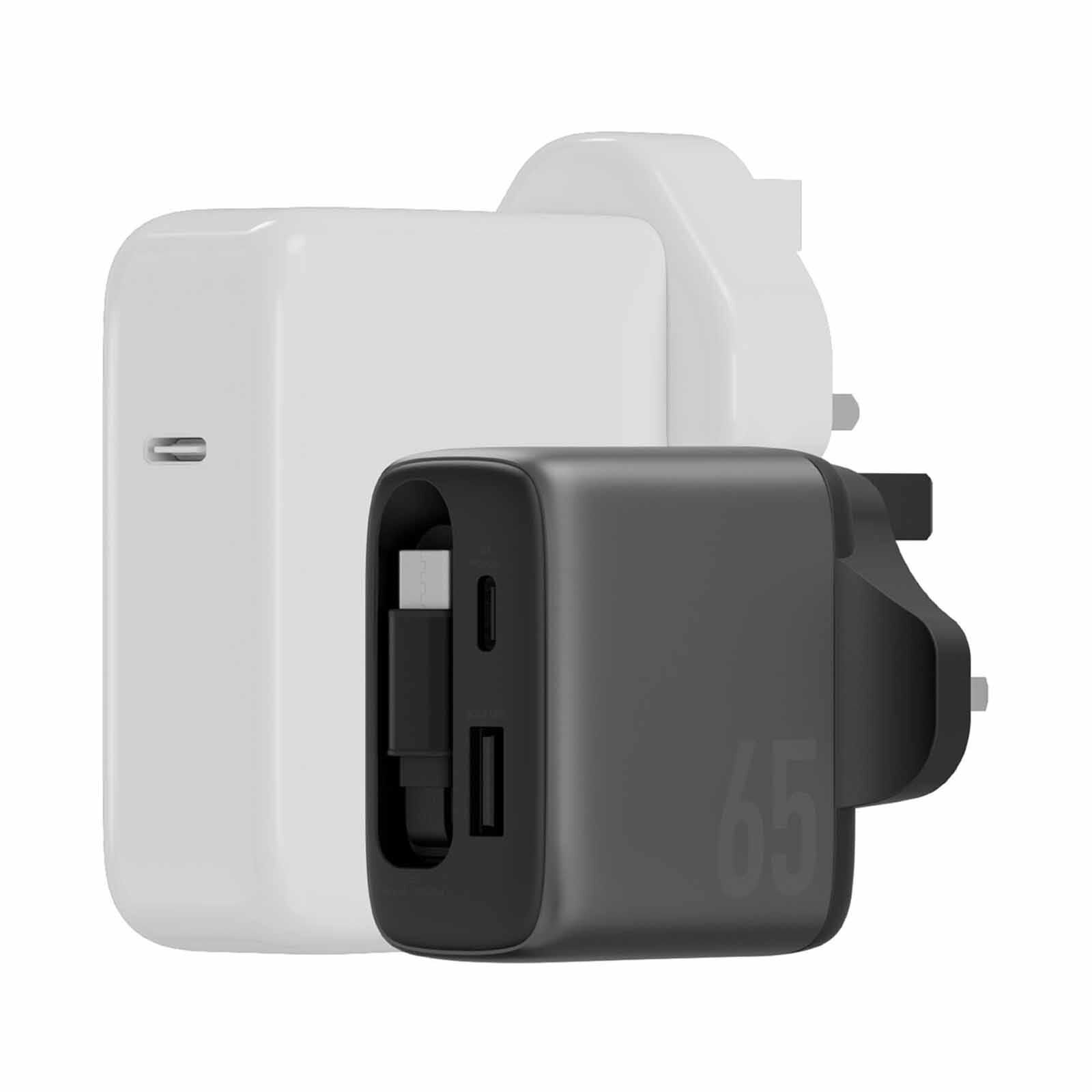ENERGEA Ampcharge Arc 65, Pd/pps/qc3.0 Gan Wall Charger With Retractable Cable, 65w (uk) - Gunmetal CHR-AC-ARC65UK-image 3