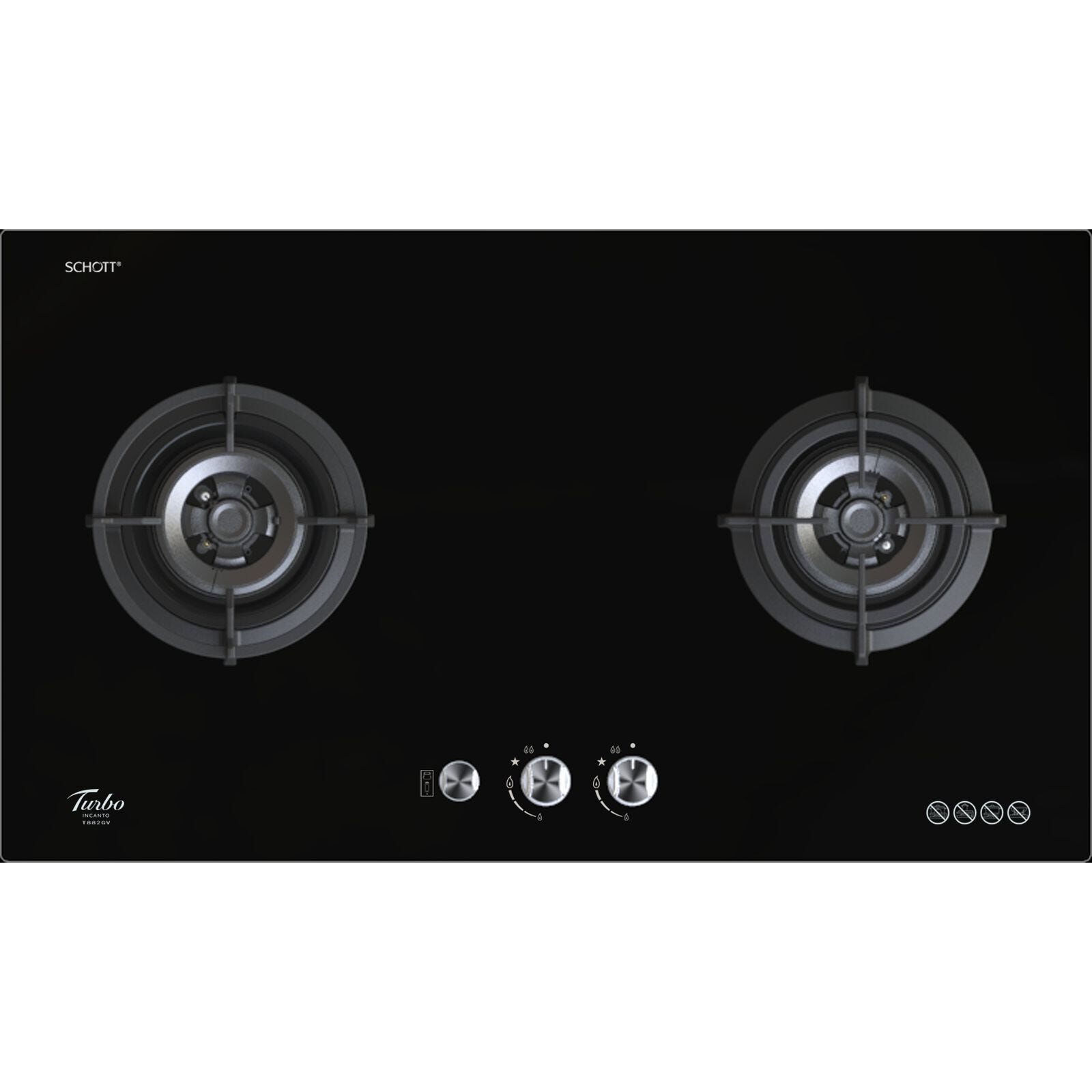 TURBO Built-in 2 Burners Glass Hob (88cm) (exclude Installation) T882GV-BK-image null