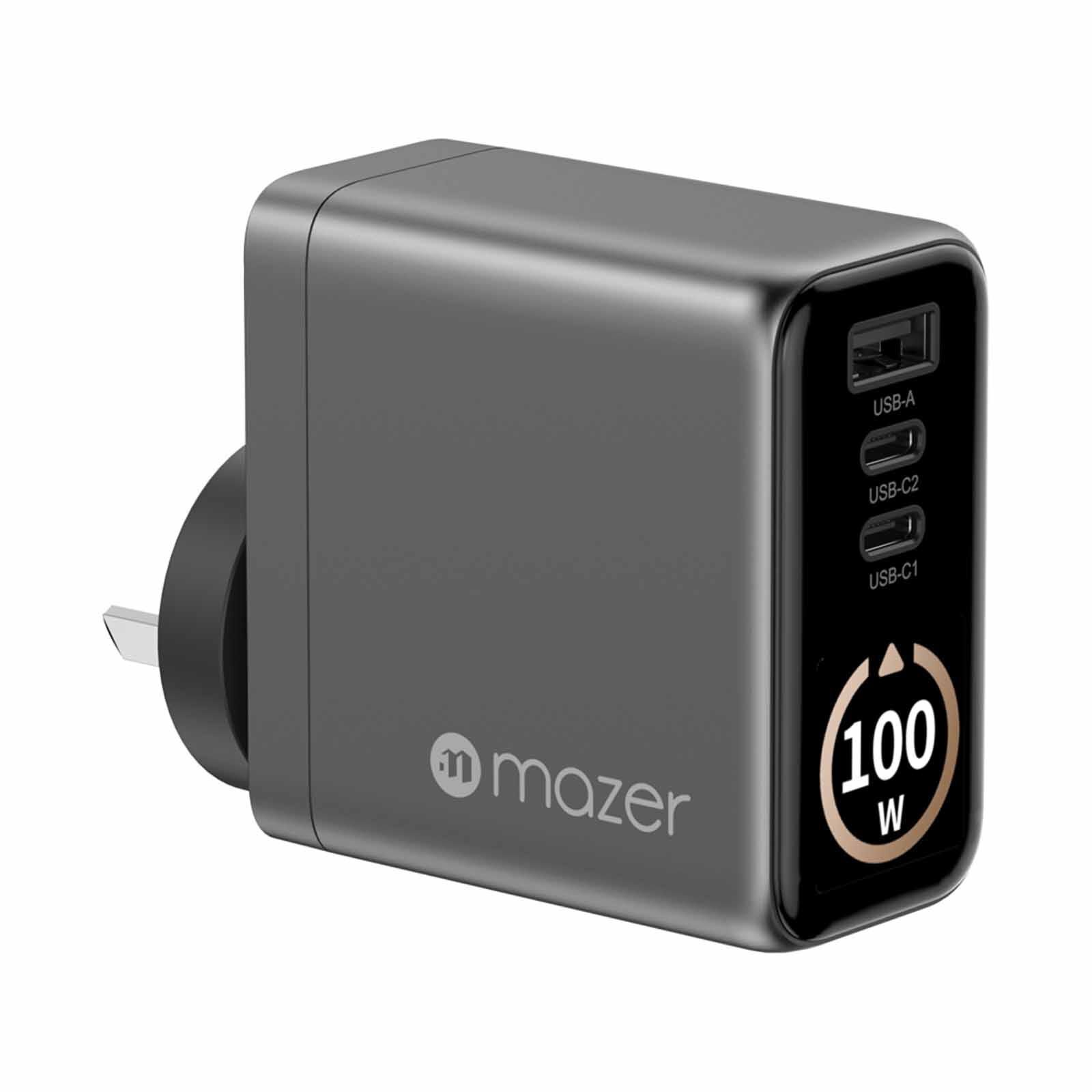 MAZER Aiprestige Gan Pd100w 2c1a With Travel Plugs-blackgrey M-AI-G100W-V7-BG-image 2