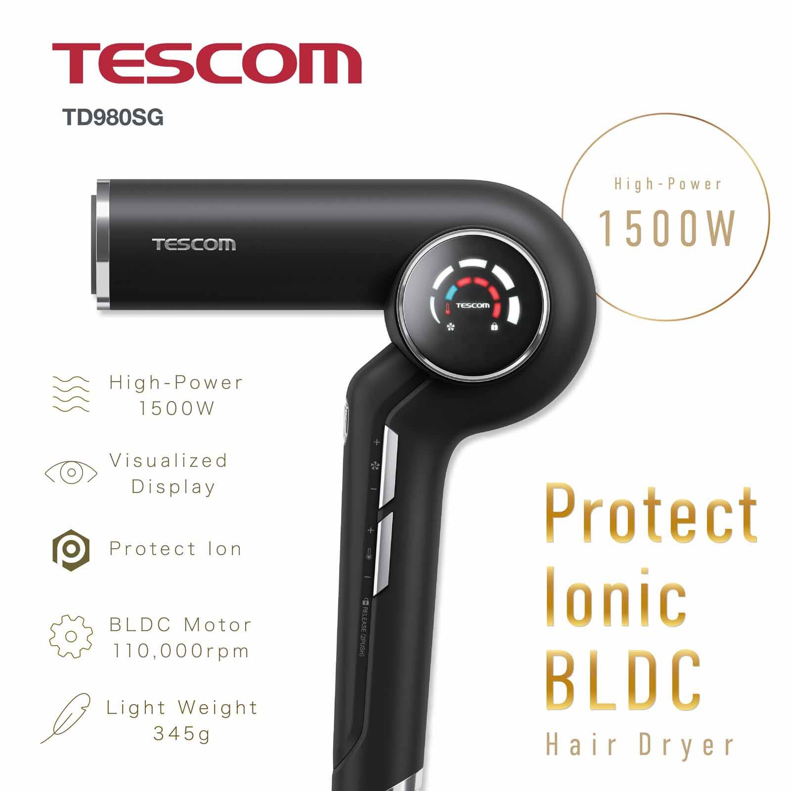 TESCOM Protective Ion Bldc Hair Dryer (1500w) TD980SG-K-image 1