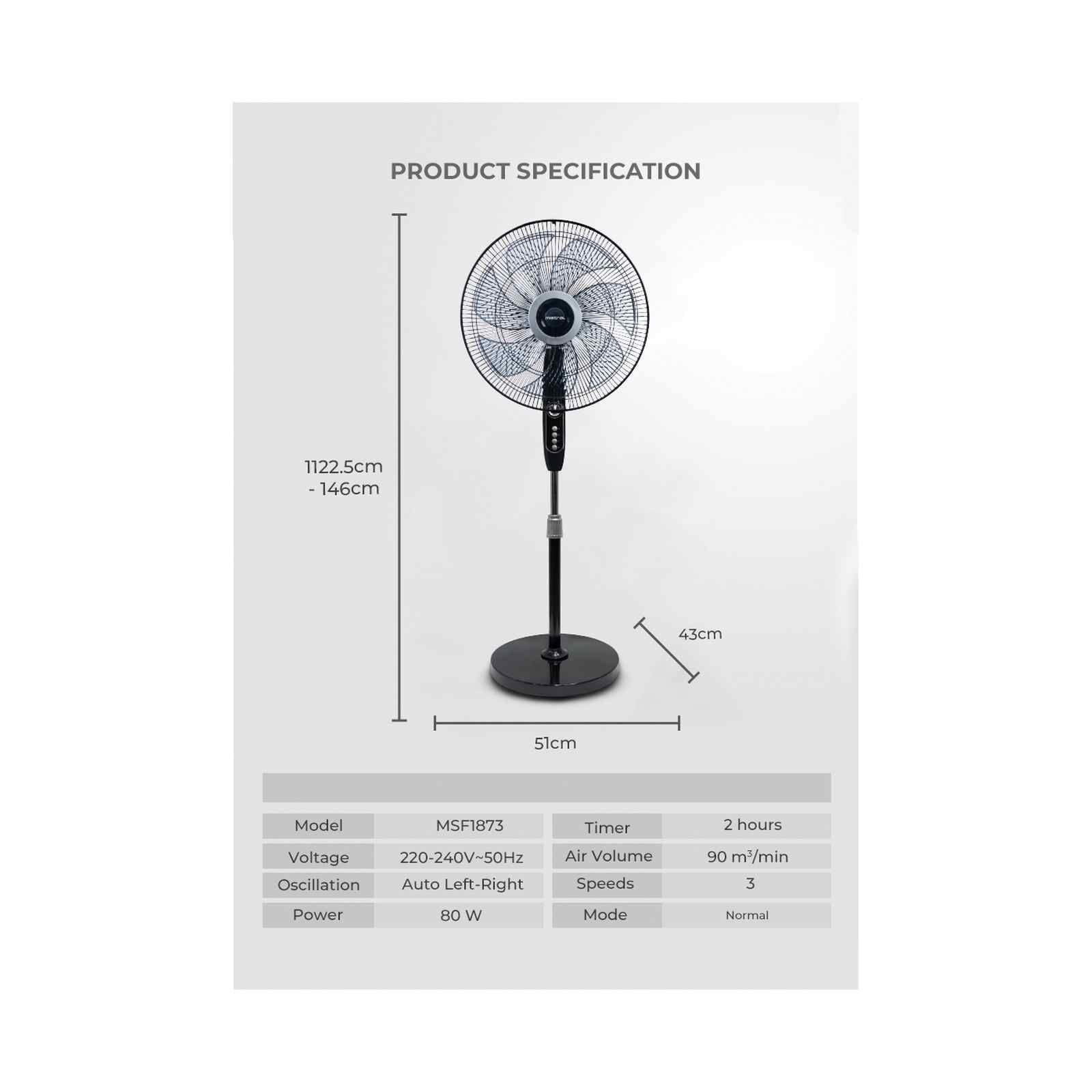 MISTRAL 18 In Stand Fan -black MSF1873-image 5