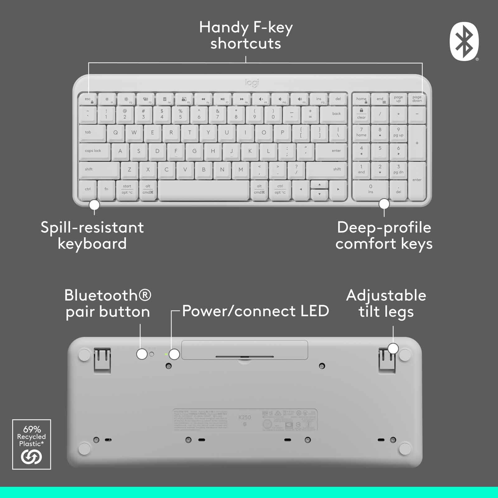 LOGITECH Mk250 Wireless Bt Combo Offwhite 920-013560-image 9