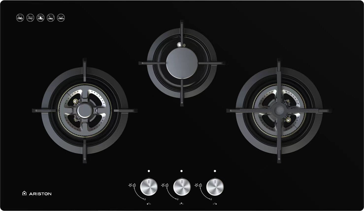 ARISTON 78cm 3-burners Gas Hob (town Gas) AGG3780TS-image 1