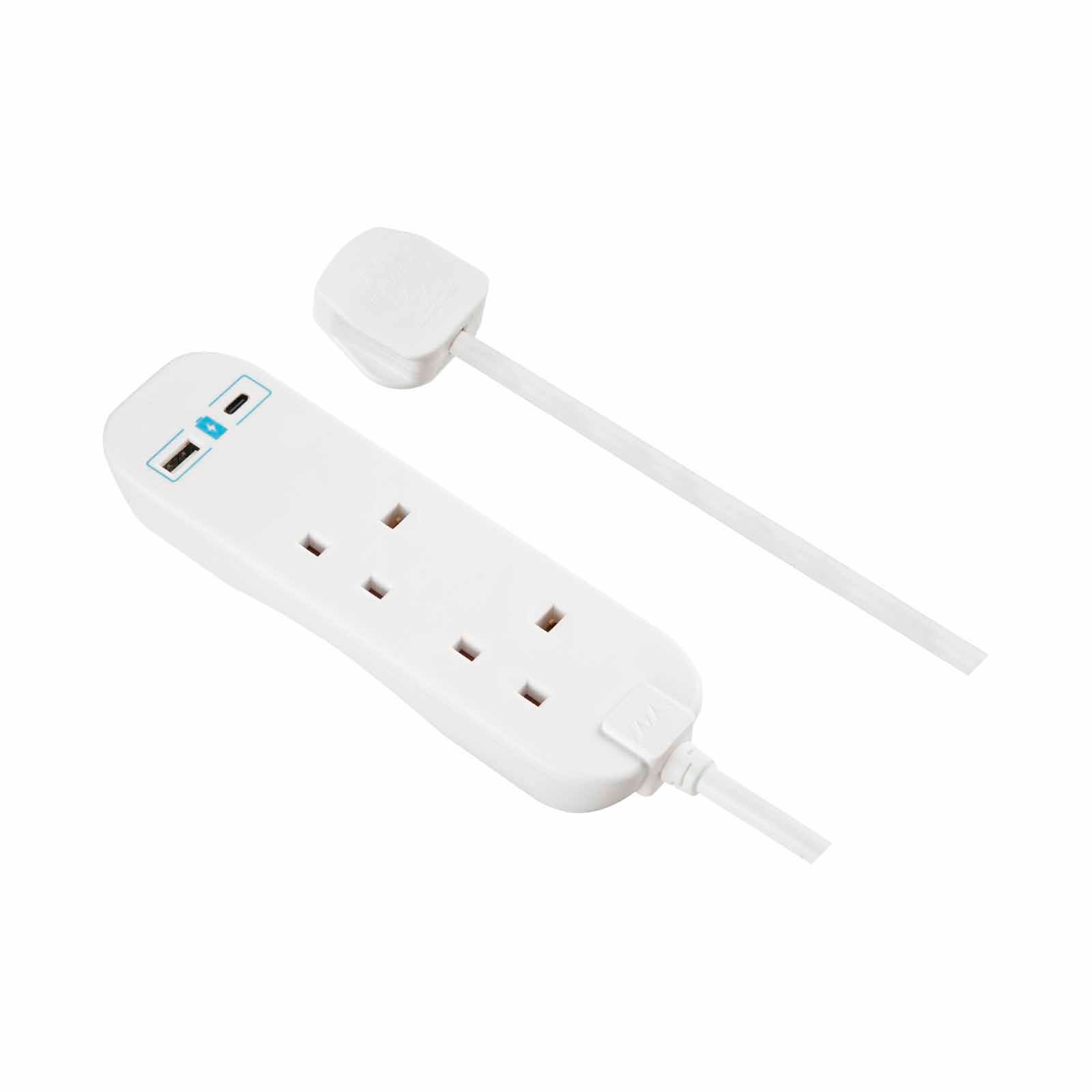 MASTERPLUG 2 Socket 2m Extension Lead W Usb A+c BTGUAC102N-image 6