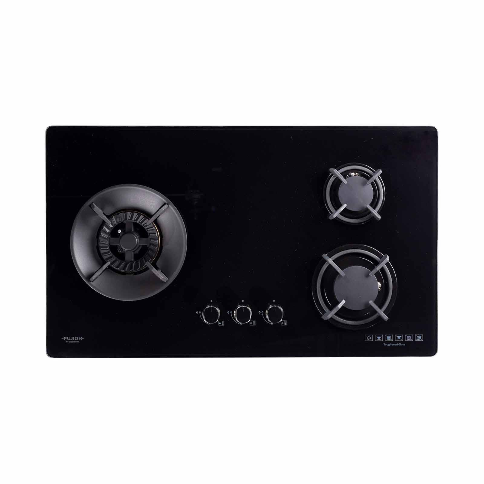 FUJIOH 88cm 3 Burners Gas Hob (lpg) - Glass (exclude Installation) FH-GS5030 SVGL LPG-image 1