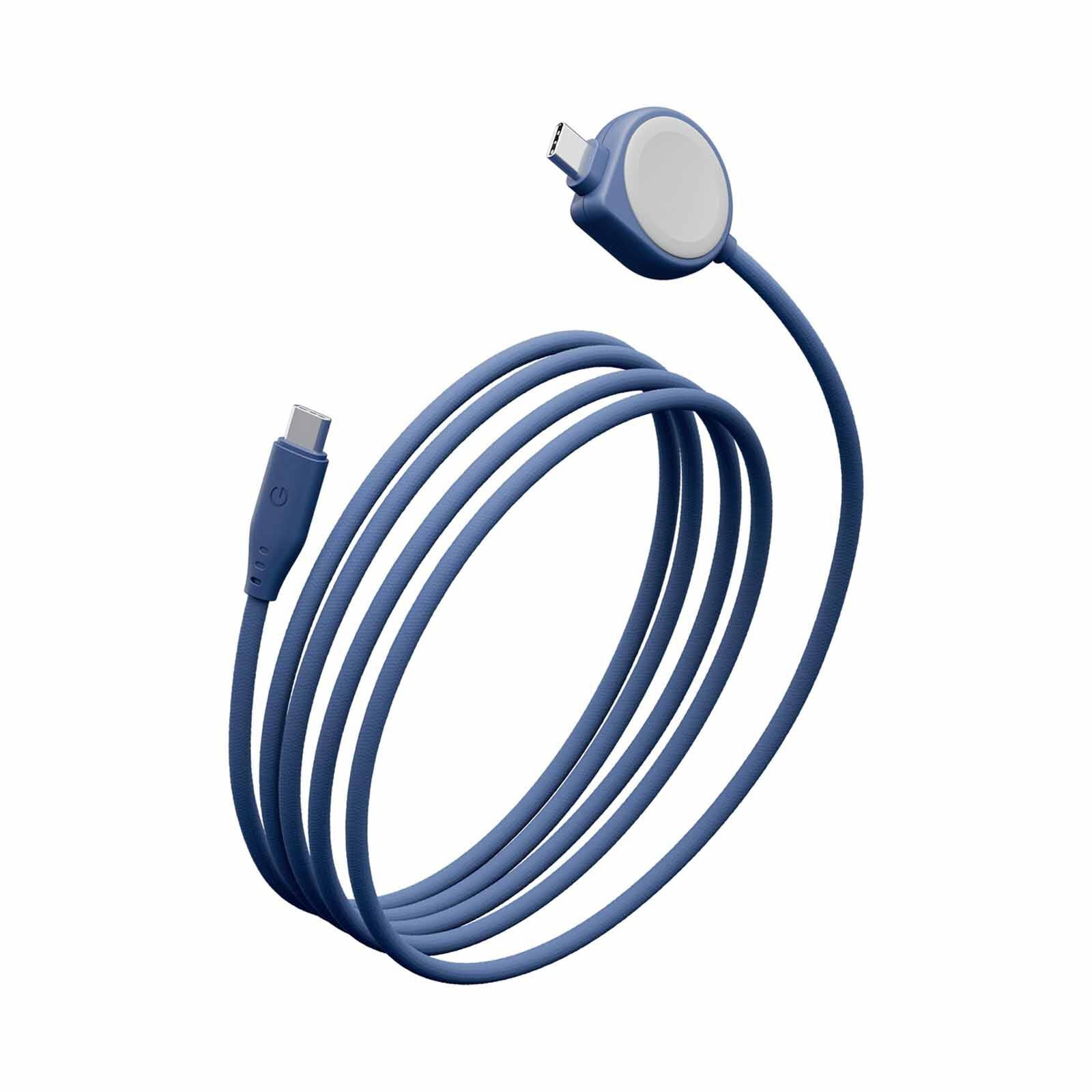 ENERGEA Flow Duo Watch, 2-in-1 C To C + Watch Cable, 480mbps, 60w, 1.5m -blue CBL-FLDWATCH-BLU-image 1