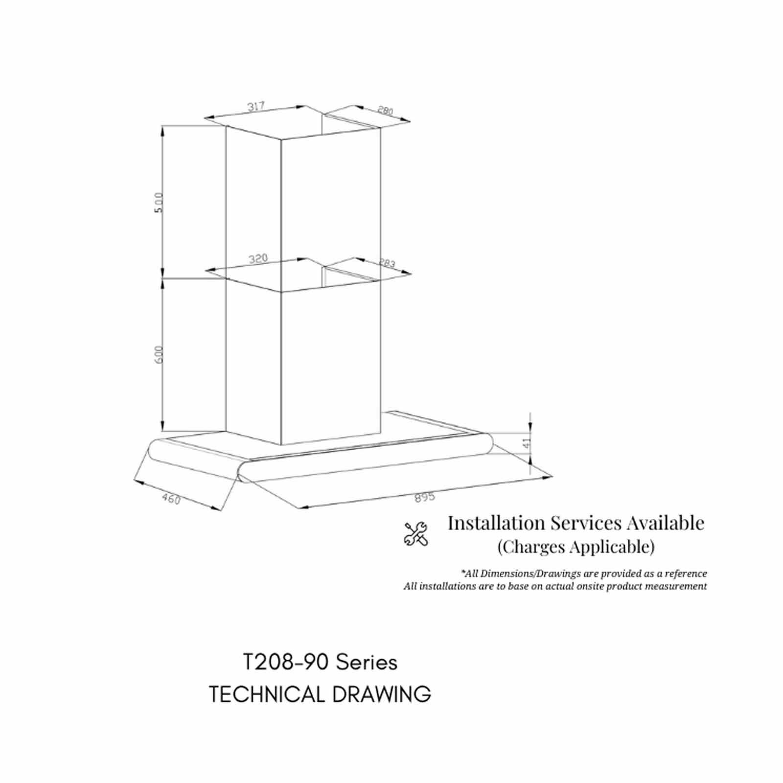 TURBO 90cm T-ultra Slim Chimney Hood (stainless Steel) T208-SS-image 3