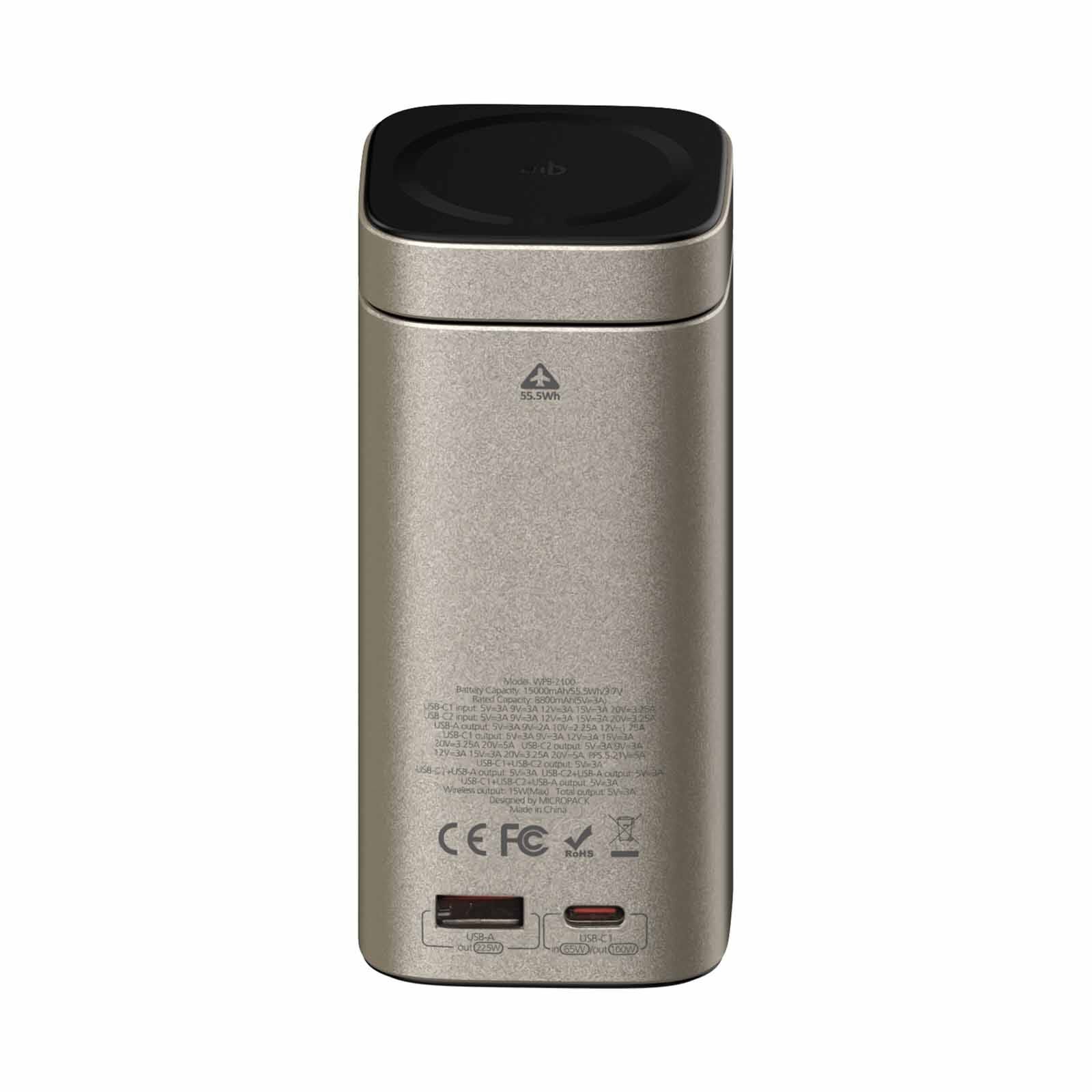 MICROPACK 4 In 1 Pd Fast Charging Magnetic Wireless Powerbank - Titanium Gold WPB-2100-TI-image 16