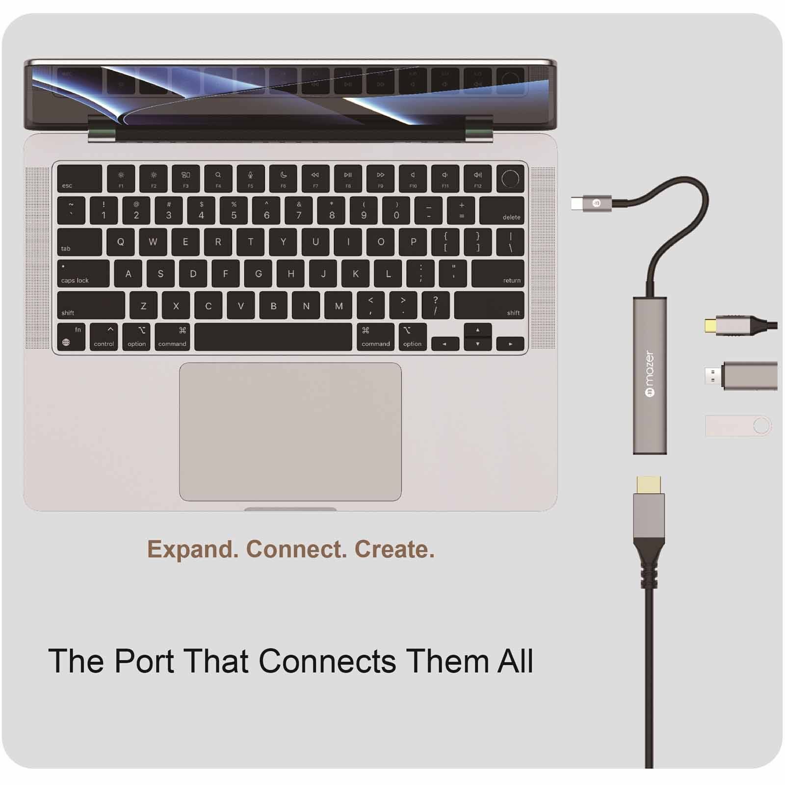 MAZER Infinitehub 4in1 Usb-c To Hdmi 4k/30hz + Usb-ax2/usb-c Pd100w Charging Hub-grey M-HUB51-GY-image 4