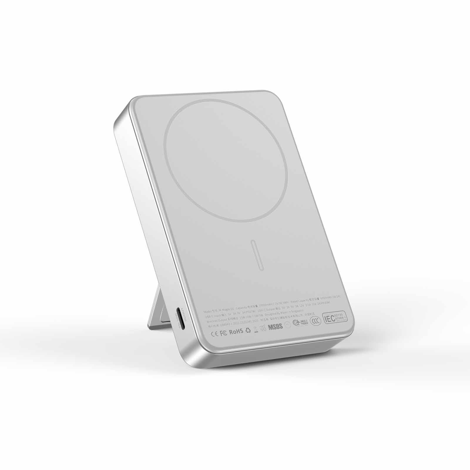 MAZER Ccc Certified Magnetic 15w 10000mah/pd30w With Istand Power Bank-silver M-MAGAIR20-SV