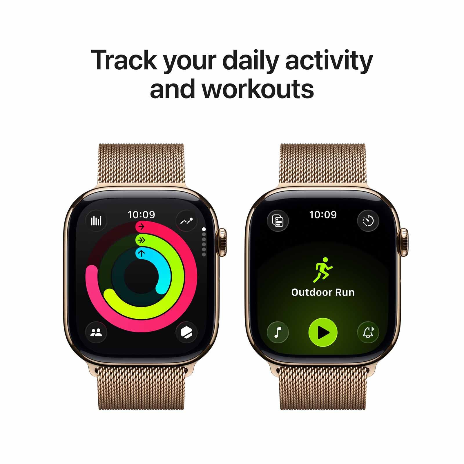 APPLE Watch Series 11 Gps + Cellular 46mm Gold Titanium Case With Gold Milanese Loop - M/l MFD84X/A-image 4