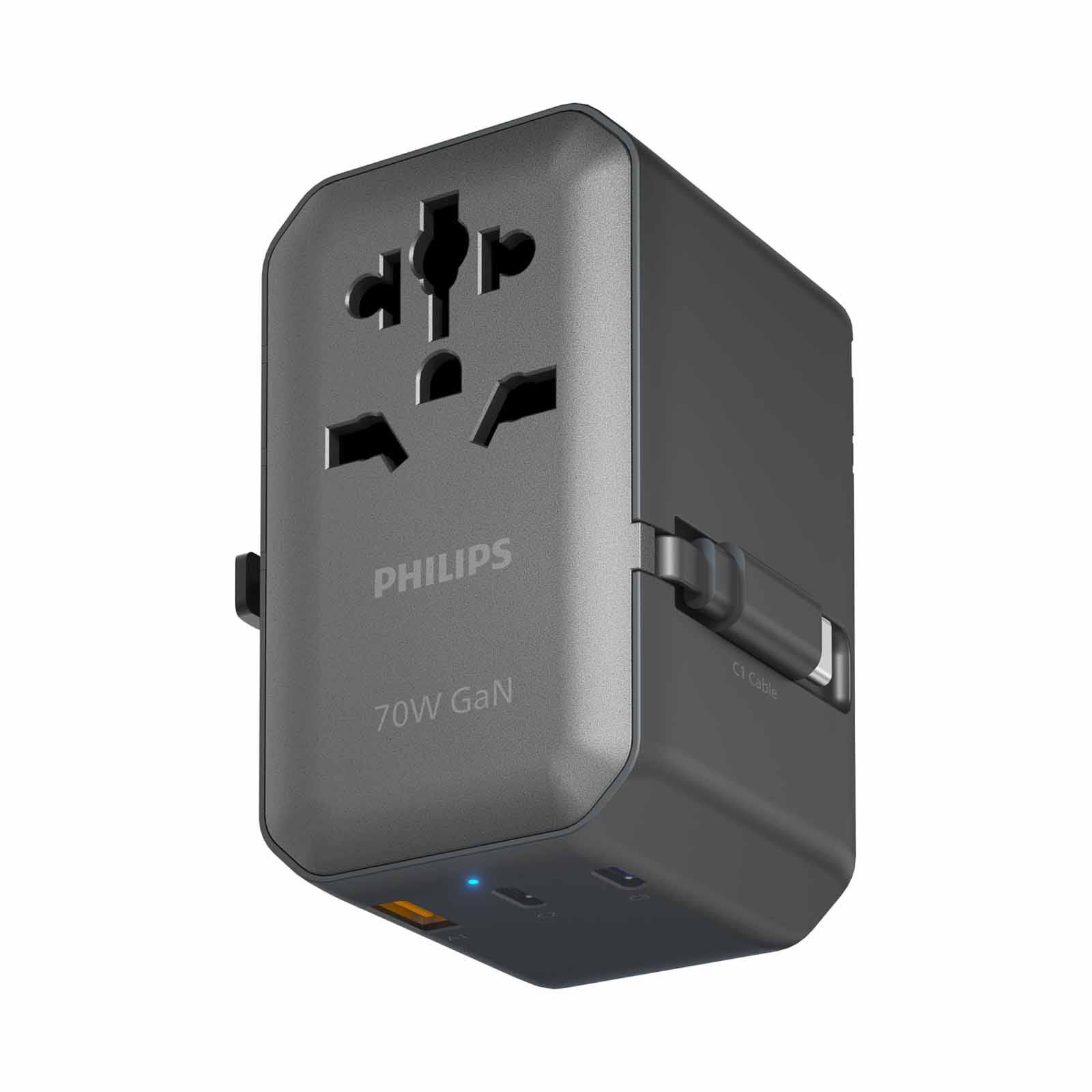 PHILIPS 70w Travel Adapter With Retractable Usb C Cable CHP9004B/97-image 4