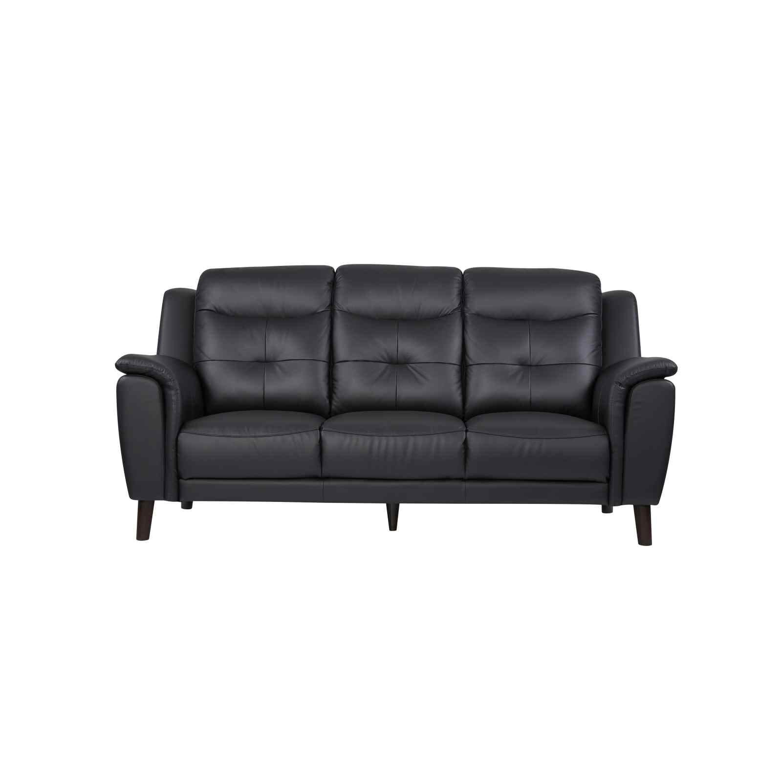 SOLOTTI 3 Seater (hl) Black Half Leather Sofa LIVIA