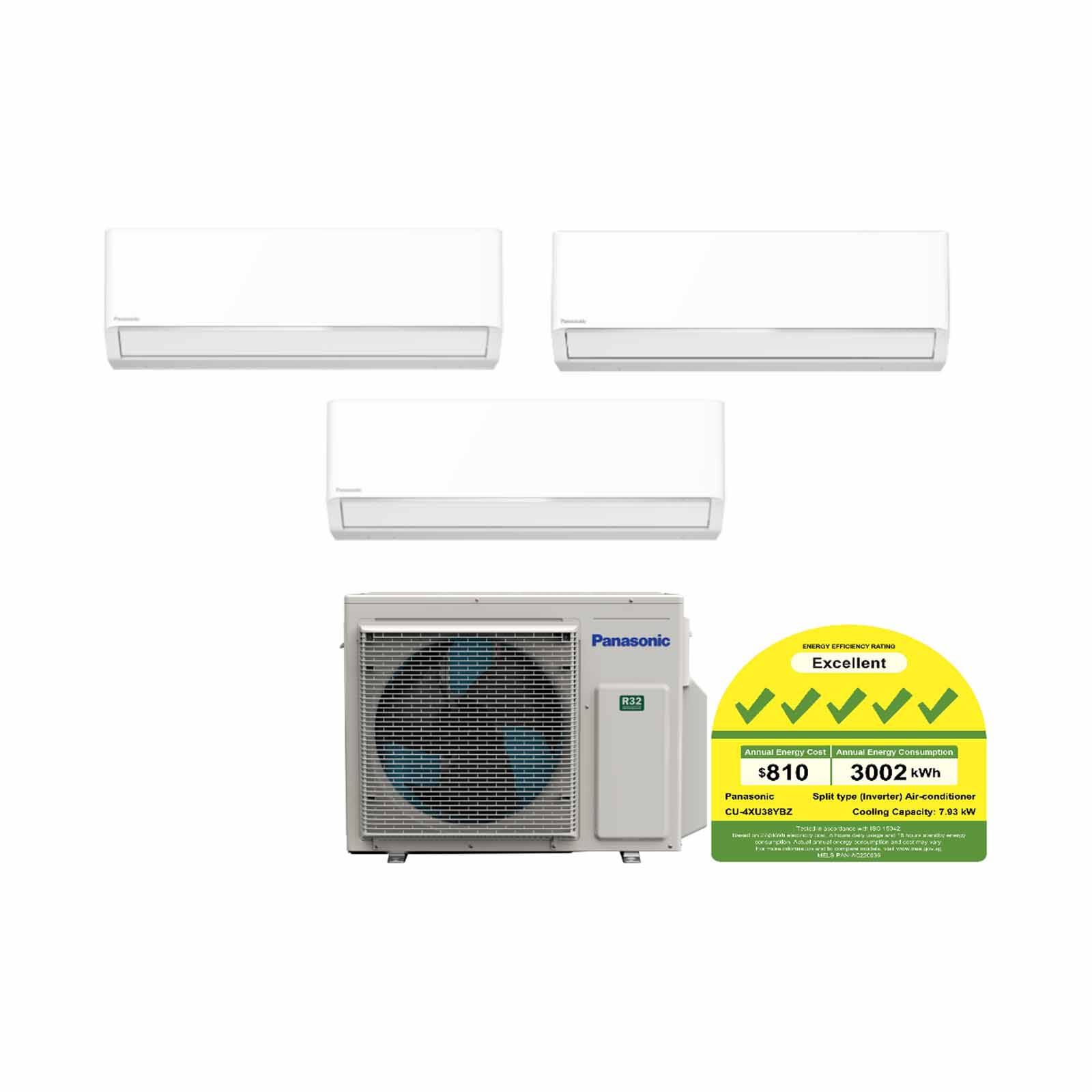 PANASONIC Panasonic Bkz System 3 38k Cu (12000 X2, 18000btu X1) CU-4XU38YBZ +CS-XU12BKZW X 2/CS-XU18BKZW