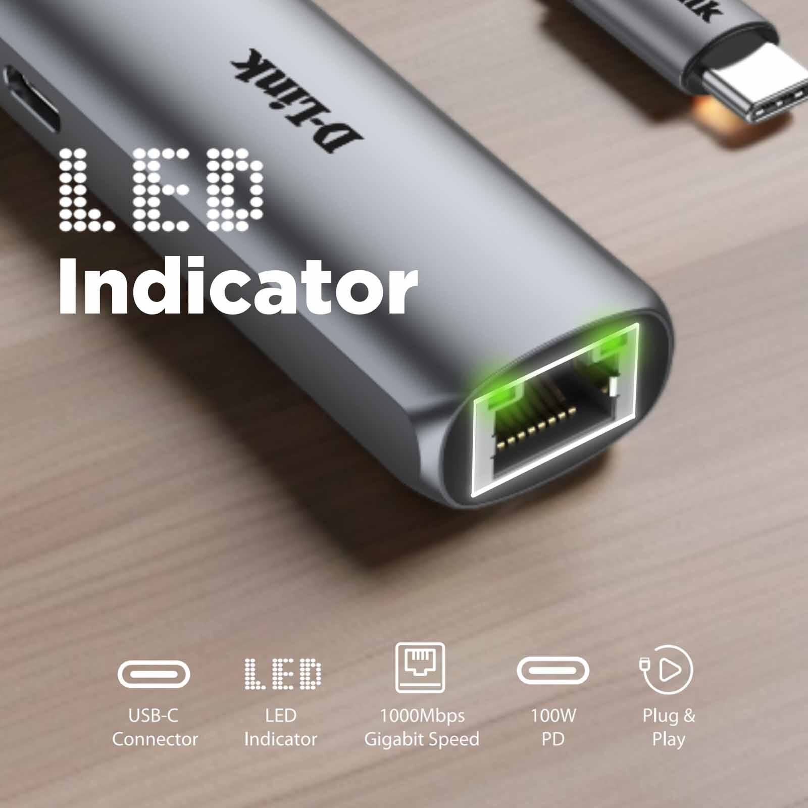 DLINK Usb-c To Gigabit Ethernet Adapter With 100w Power Delivery DUB-E135-image 5