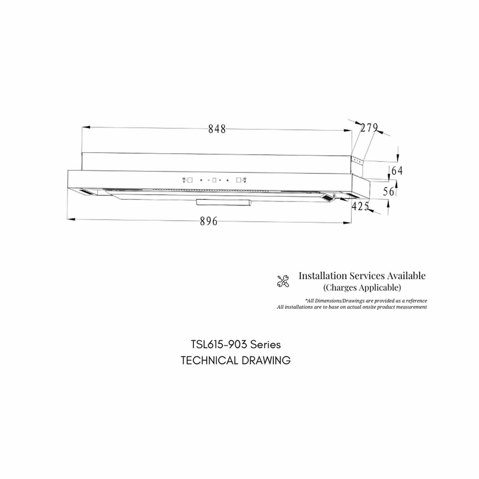 TURBO 90cm Slim Range Hood (exclude Installation) TSL615-90BK-image 3