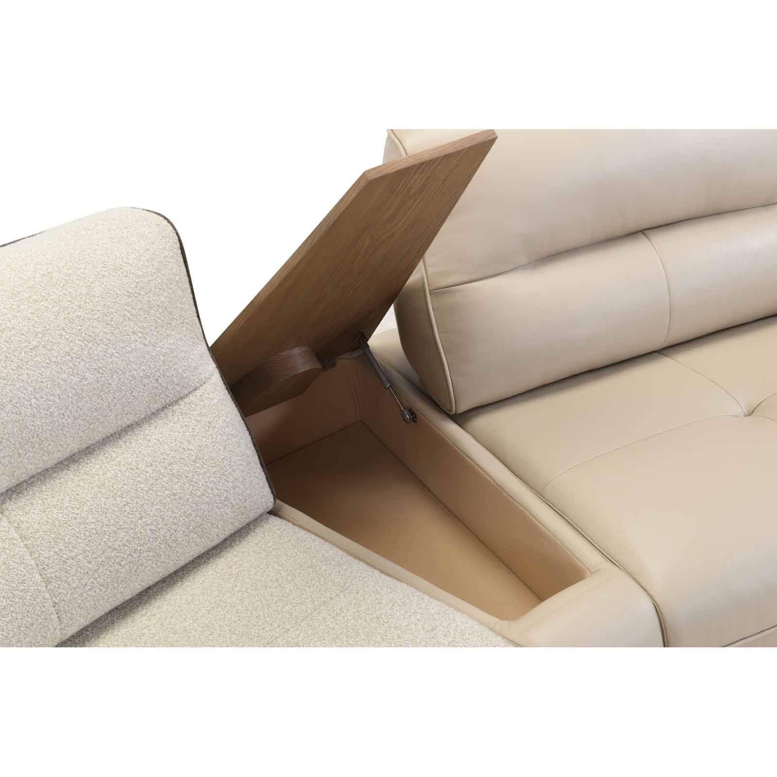 MUZE 3pcs Modular Set W Wireless Charging (fab) F20 Beige Piping Diff Fabric Sofa OLWEN-image 6