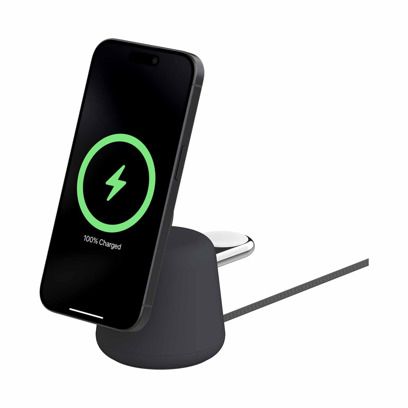 BELKIN Qi2 2/1 Wireless Charging Dock Charcoal Mass Non-psu WIZ027BTH36
