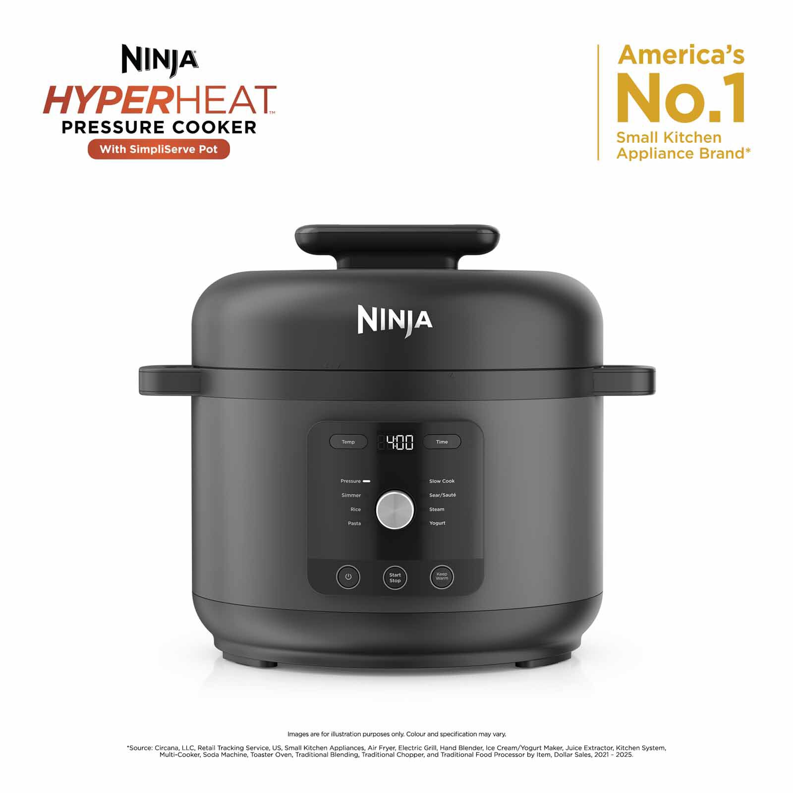 NINJA Hyperheat Pressure Cooker & Rice Cooker PC201SM-image 1