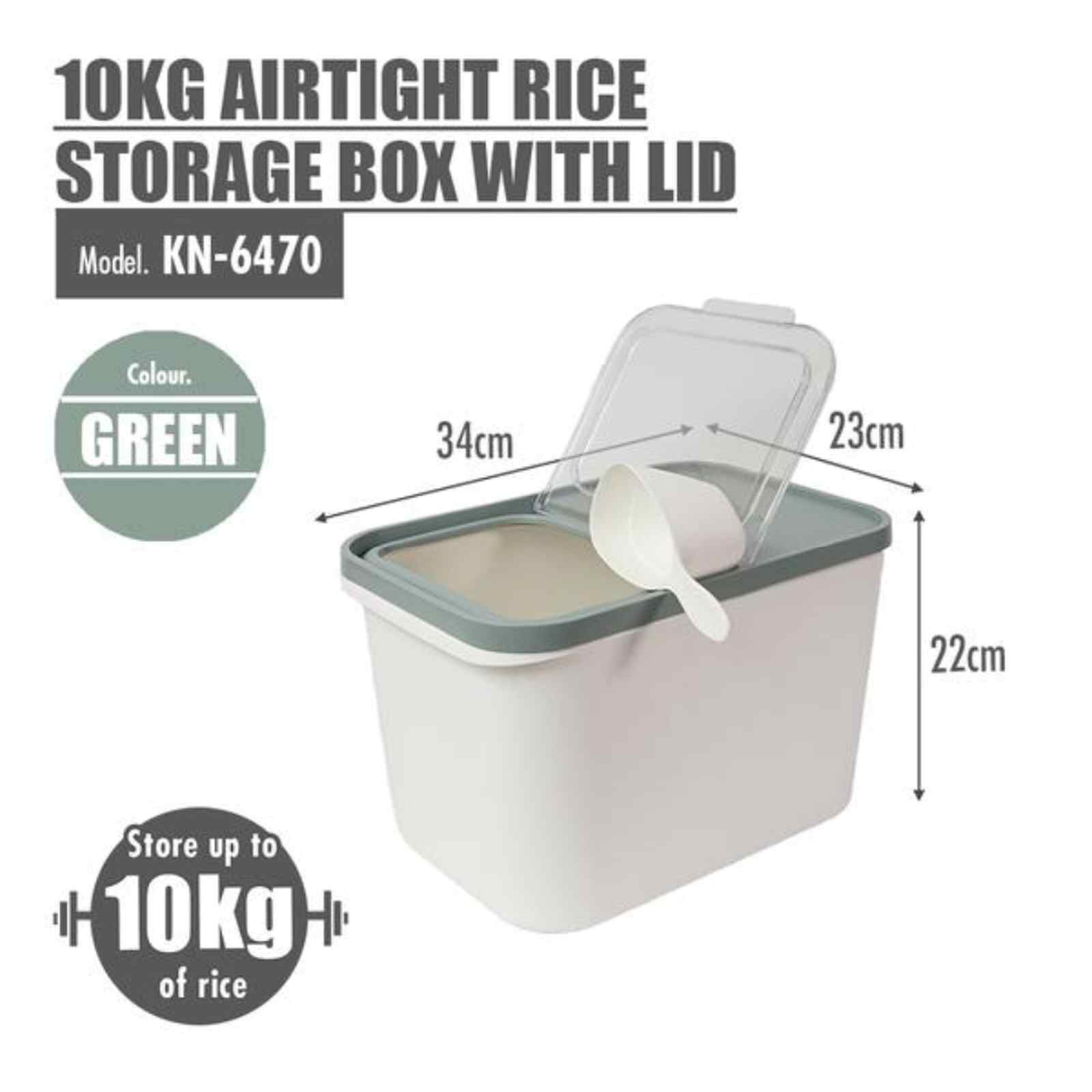 HOUZE 10kg Airtight Rice Storage W/ Lid KN-6470-GREEN-image null