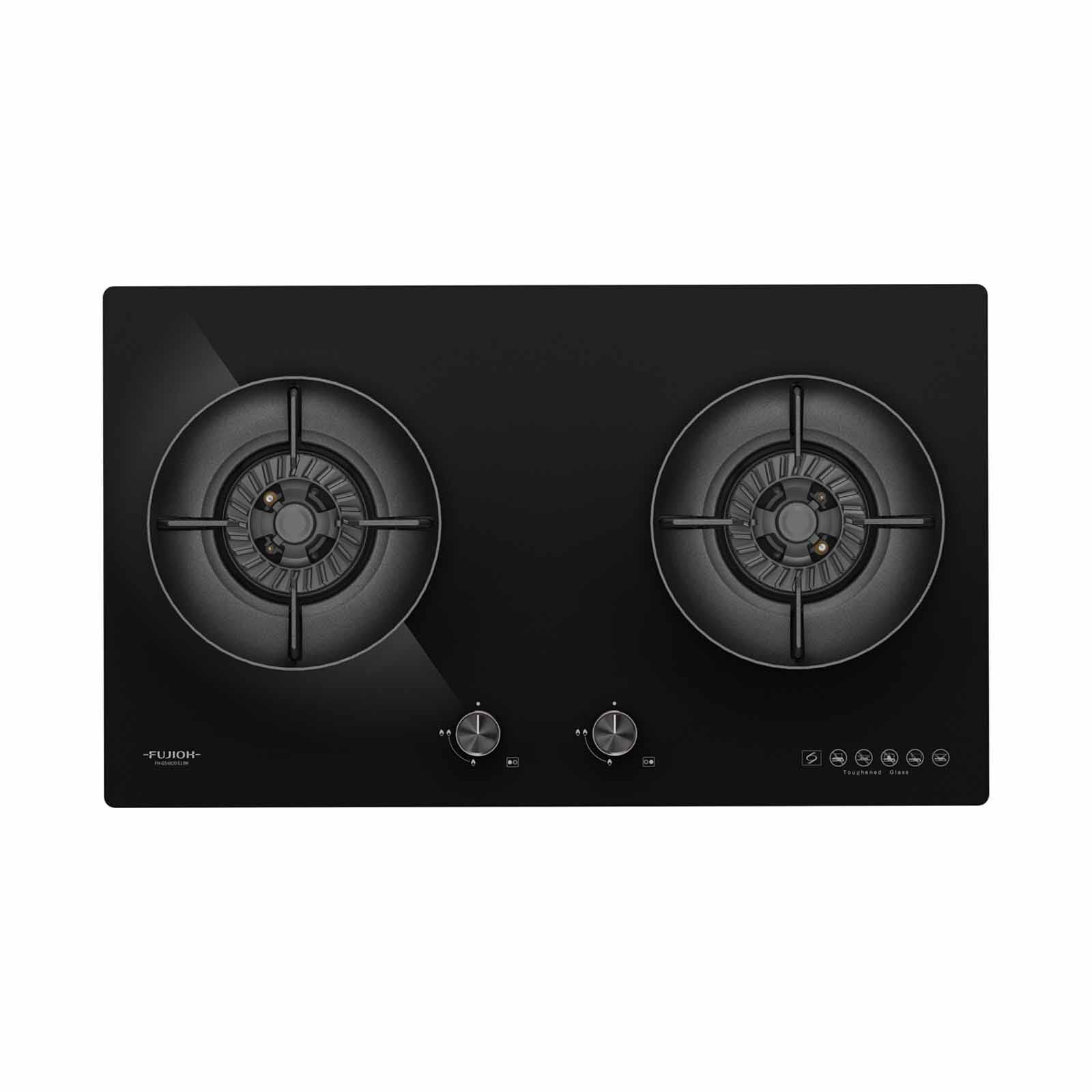 FUJIOH (78cm) 2-burners Gas Hob (black Glass) - Pub (exclude Installation) FH-GS6820 GLBK TG-image 1