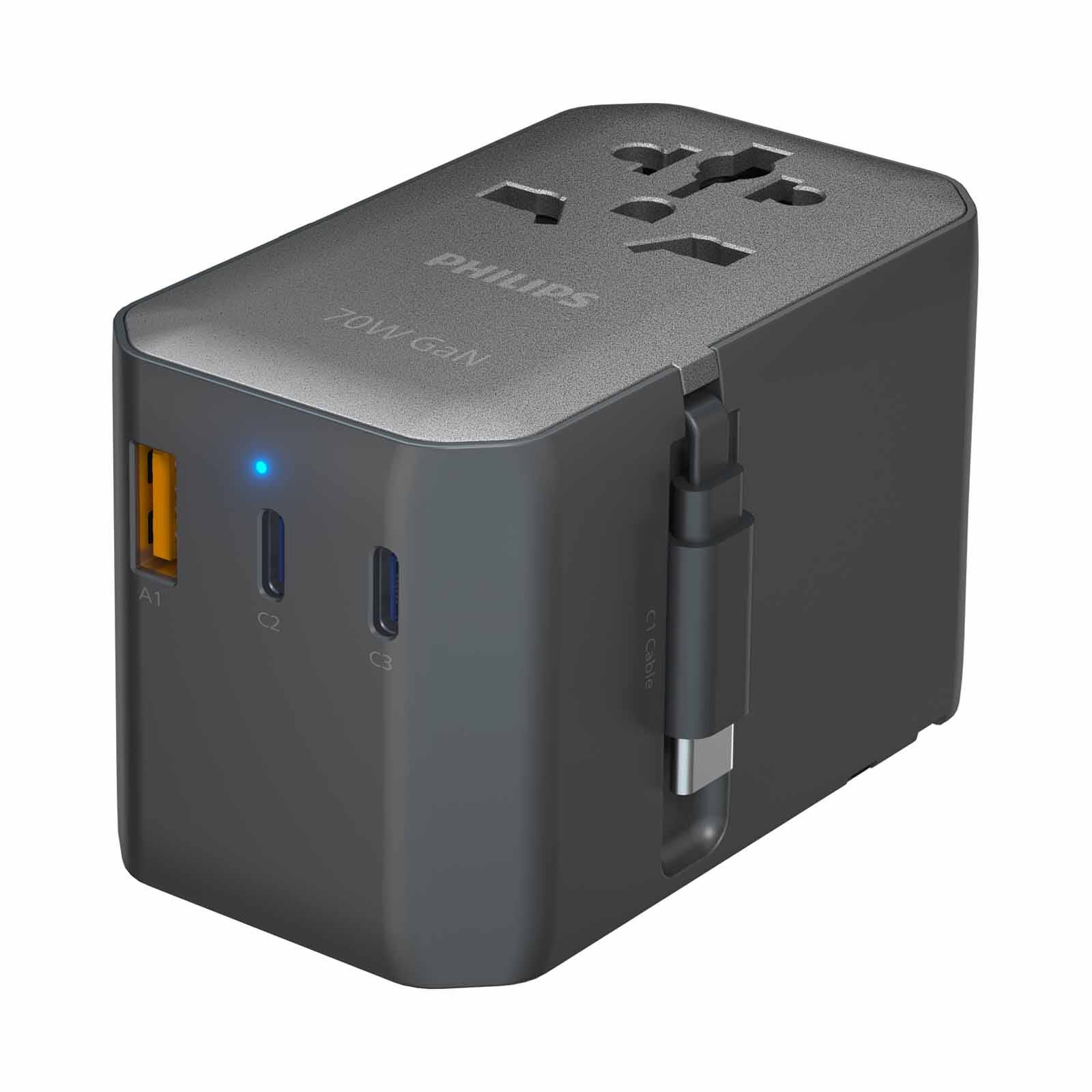PHILIPS 70w Travel Adapter With Retractable Usb C Cable CHP9004B/97-image 5