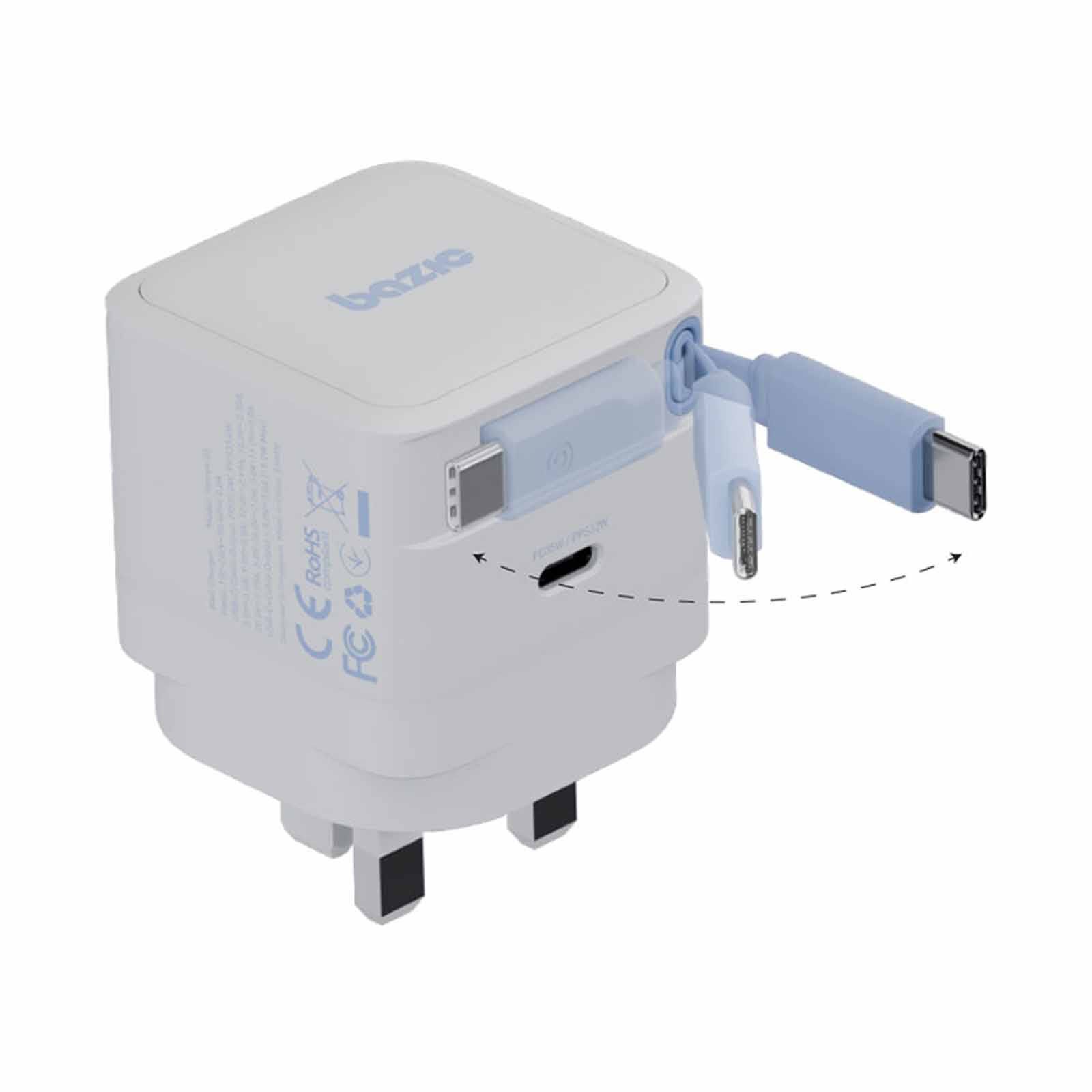 BAZIC Goport Retrek 35w, Usb-c Gan Wall Charger (uk) With 70cm Built-in Cable - White CHR-RET35UK-WHT-image 4