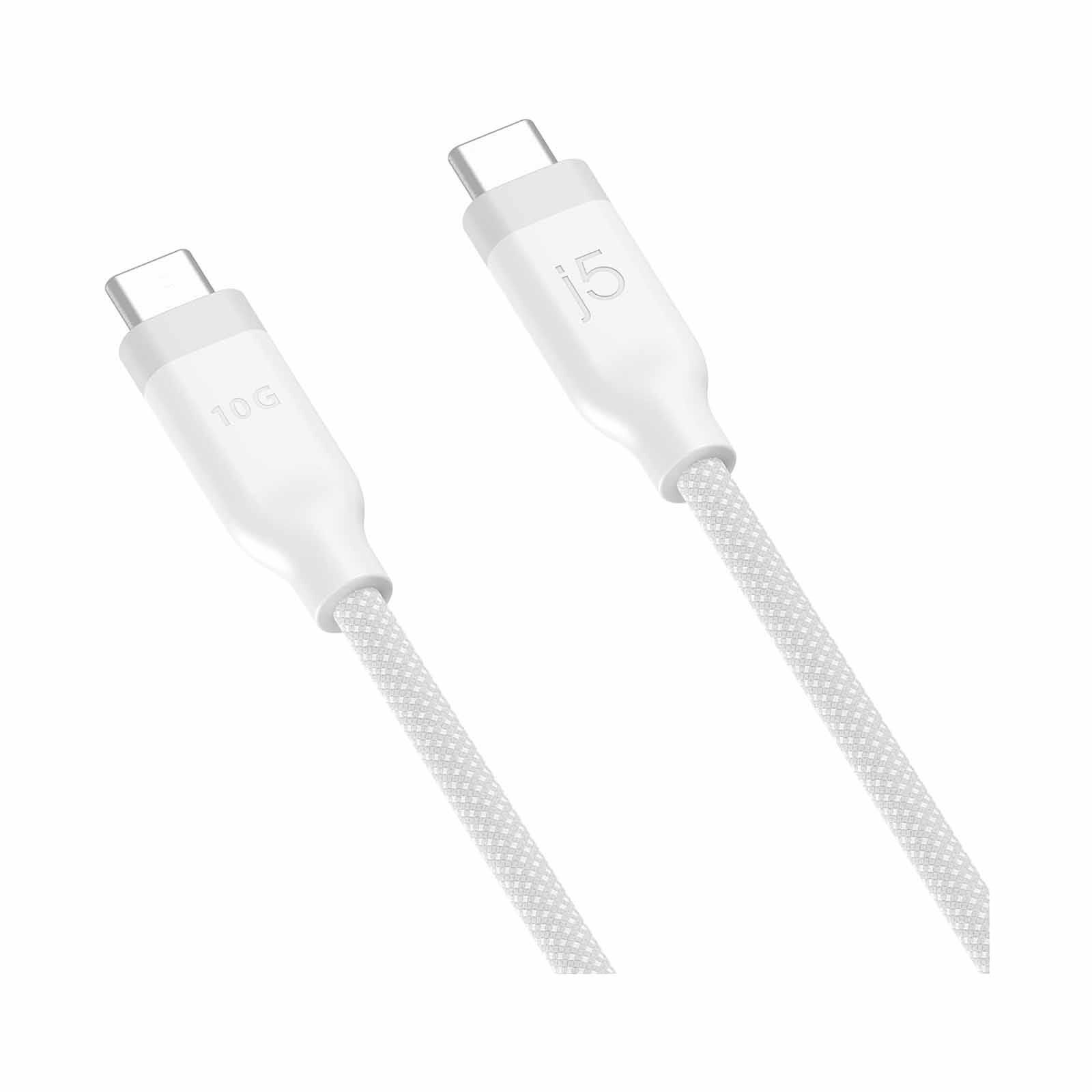 J5CREATE Usb-c 10gbps/60w Ultra Soft Double-braided Fast Charging Cable (white) JUCX19L12W-image 3