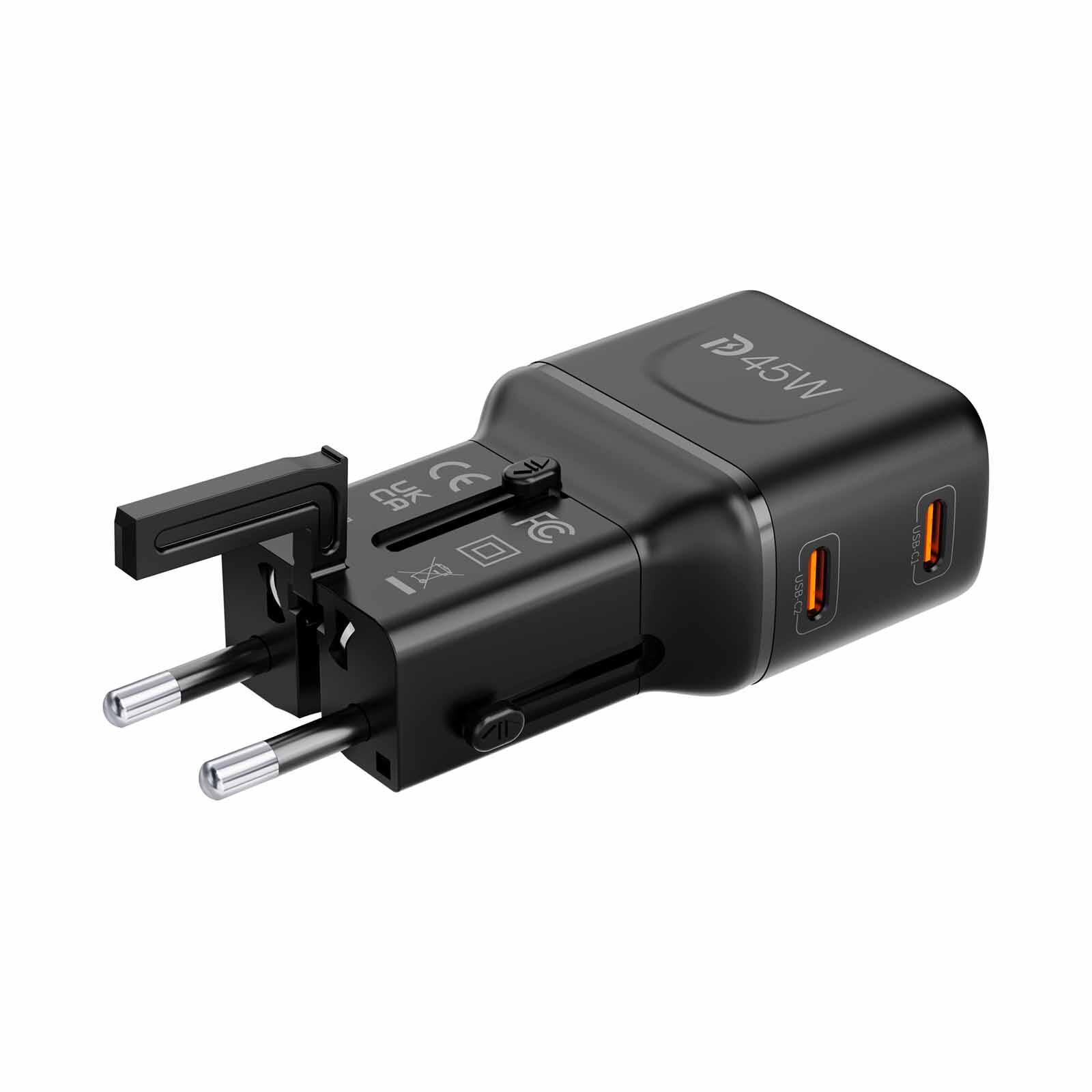 MAZER Infinitetravel Pocket Gan Pd45w 2c Travel Charger-black M-IFTRAVEL545-BK-image 2