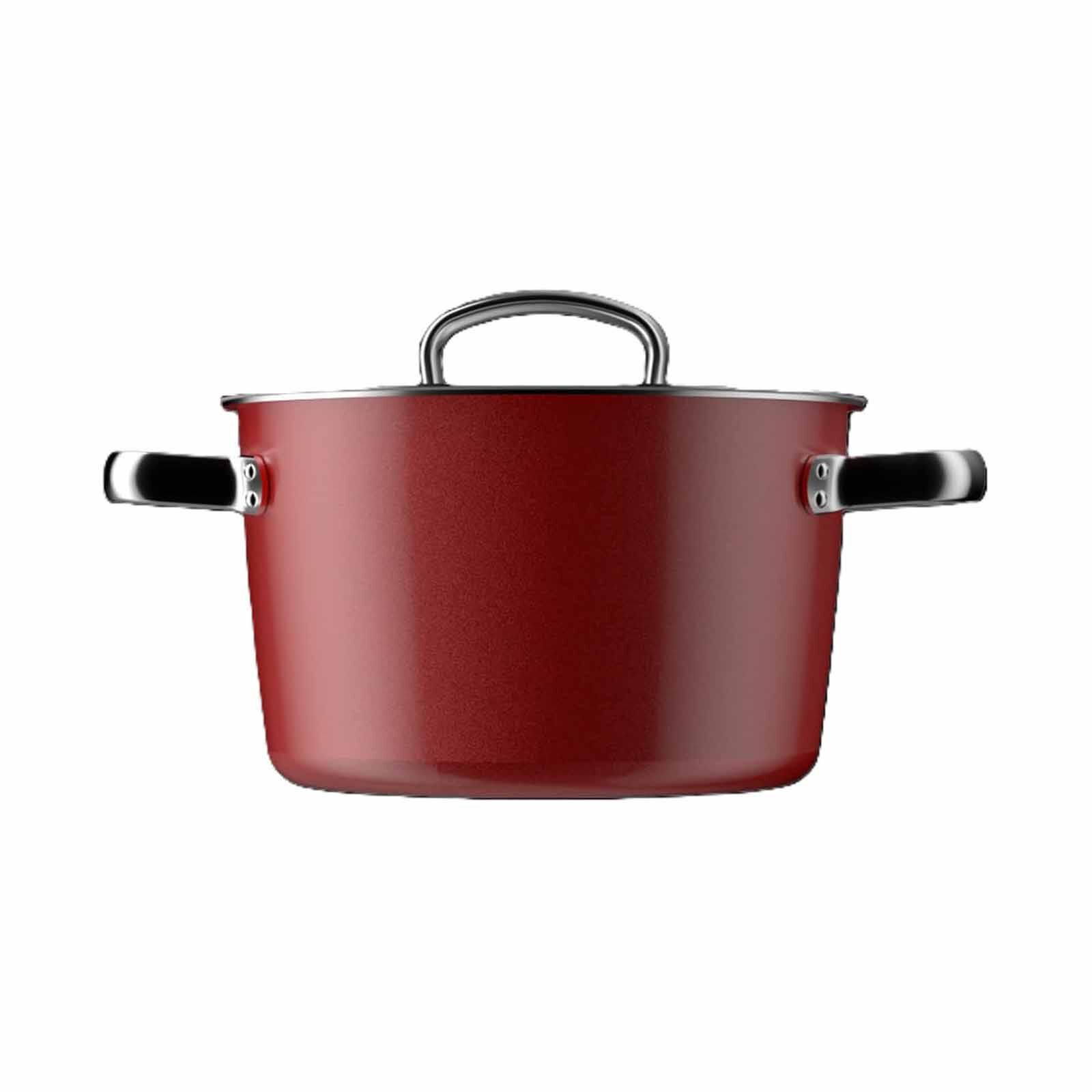 KANDA Titanium Micro-pressure Stew Pot 22cm - Red TITANIUM MICRO-PRESSURE STEW POT 22CM - RED-image null