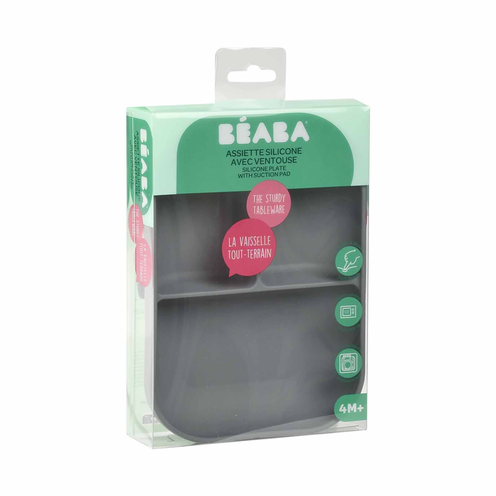 BEABA Suction Divided Plate - Mineral (online) SILICONE-image 2