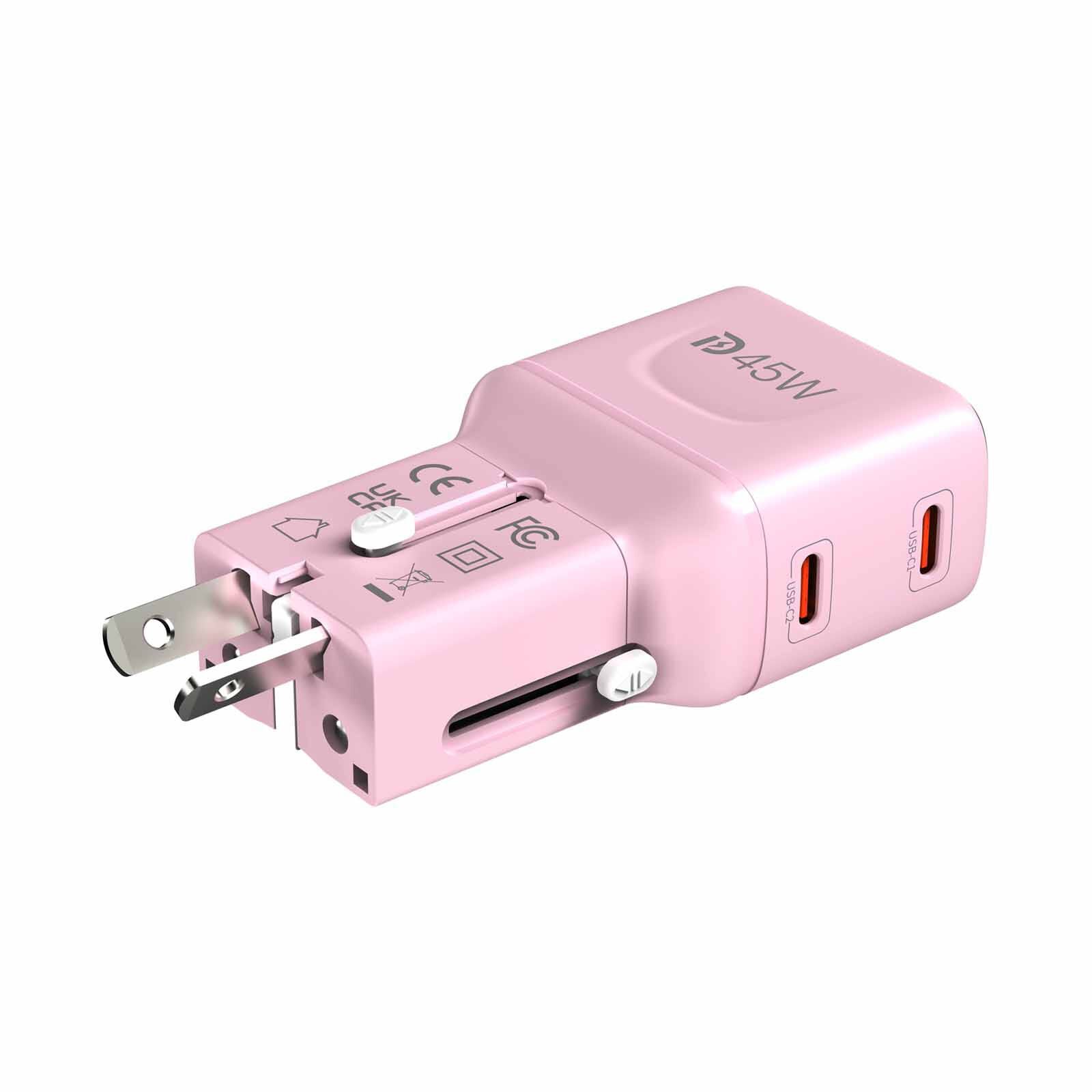 MAZER Infinitetravel Pocket Gan Pd45w 2c Travel Charger-pink M-IFTRAVEL545-PK-image 7