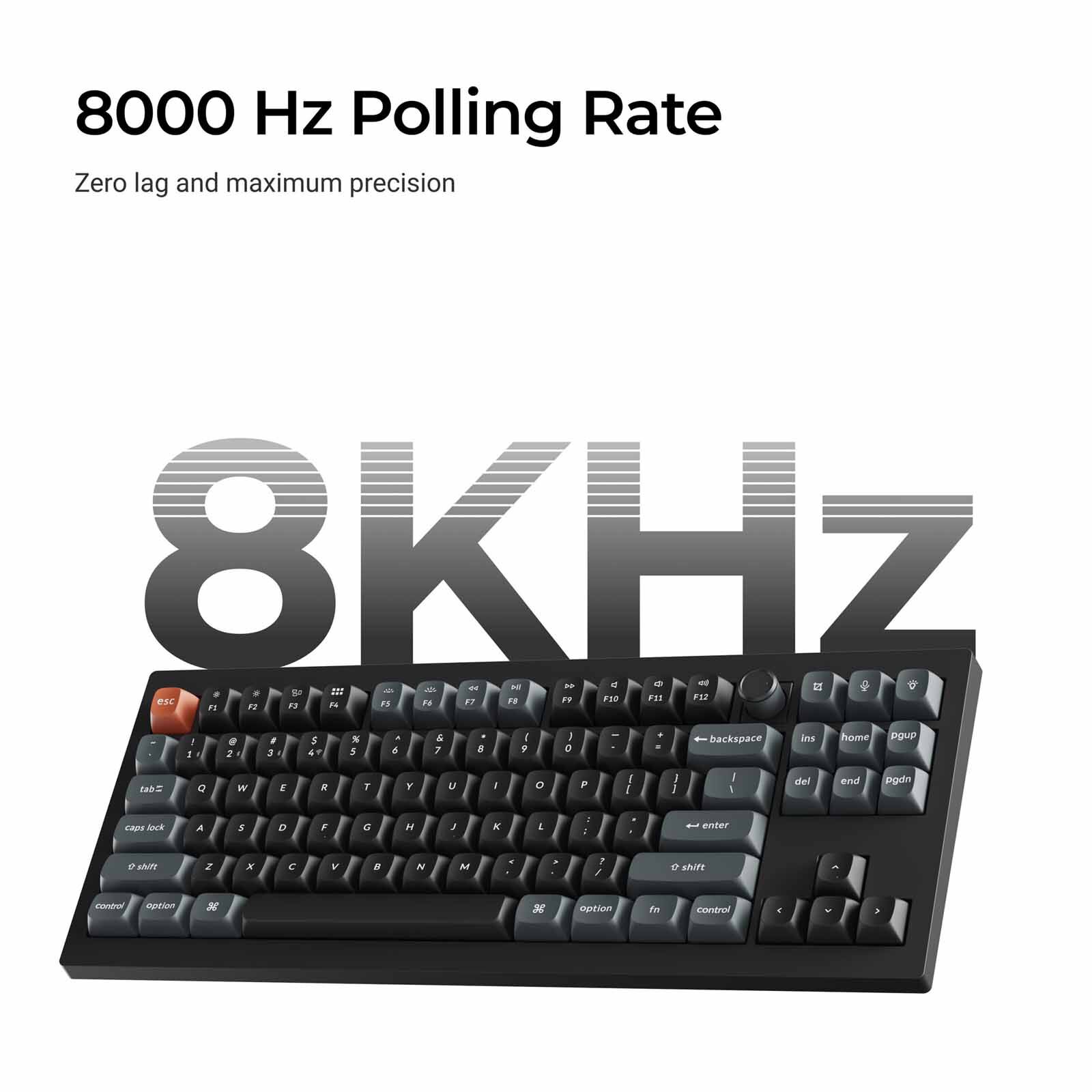 KEYCHRON V3 Ultra 8k 80% 87 Key Black Knob Rgb Hot-swap Silk Pom Red Switch KYCN-V3U-D1-image 4