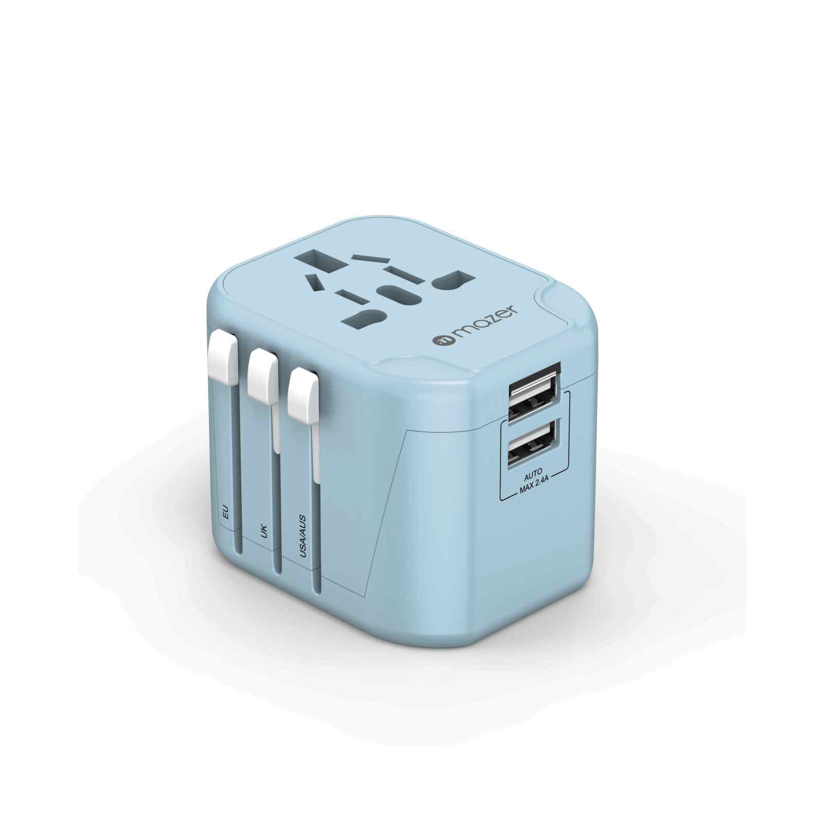 MAZER Travel 2a+1xsocket World Travel Charger-blue M-IFTRAVEL120-BL