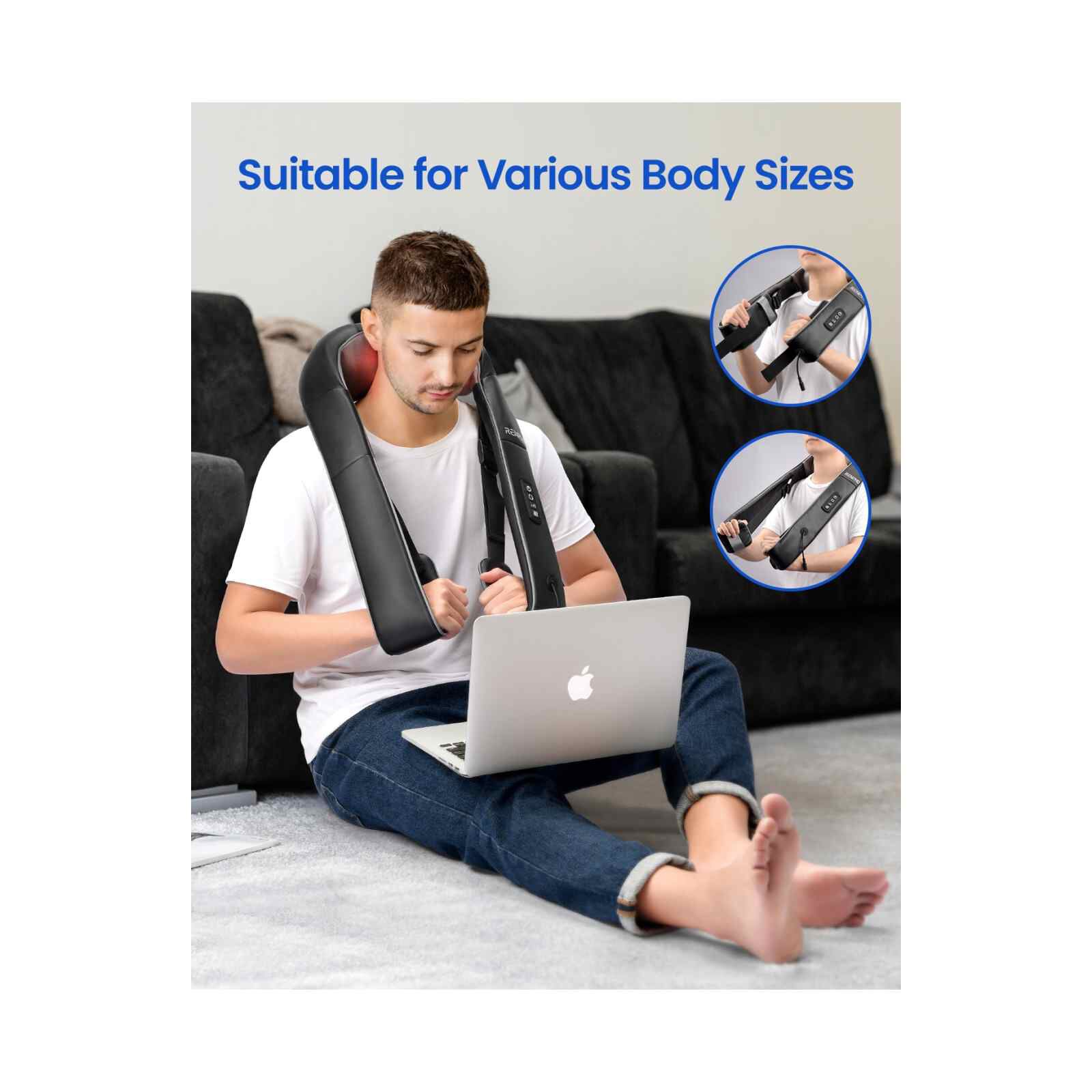 RENPHO Shiatsu Neck And Shoulder Massager With Adjustable Strap SNM066-BK-image 9