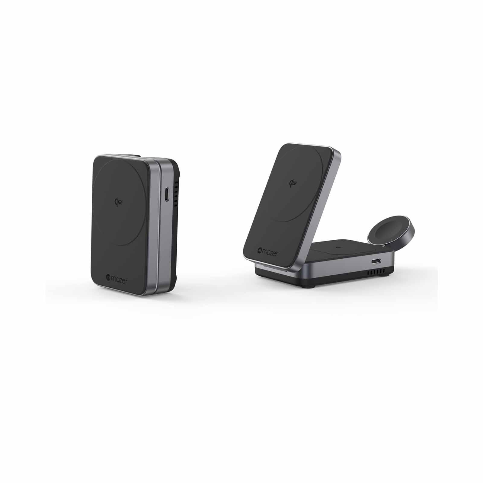 MAZER Qi2 Certified 23w Foldable 3in1 Wireless Charger - Black M-QI2-MAGFOLD05-BK