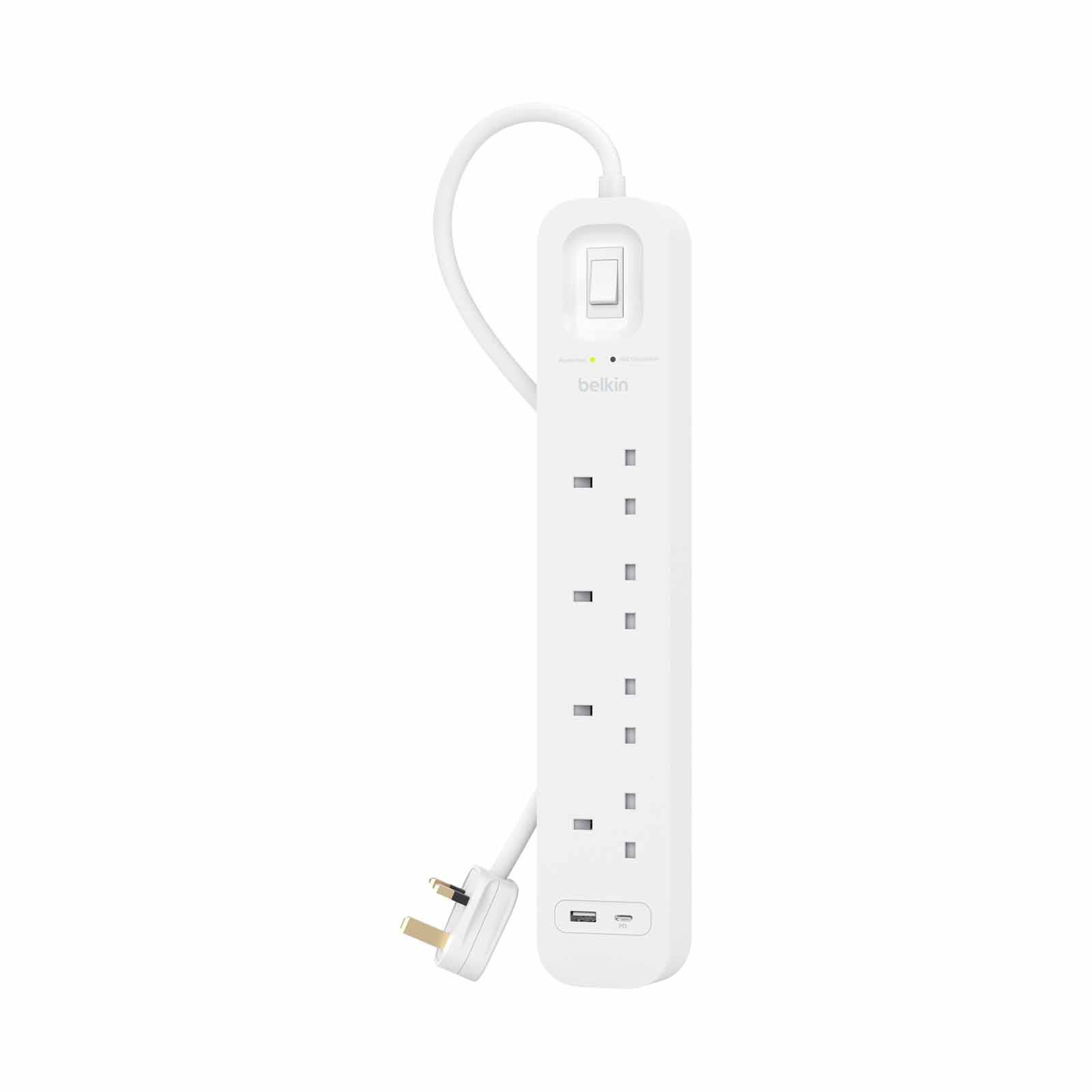 BELKIN 4 Outlet Surge Protection Strip W/usb A + C SRB001AF2M-MY-image 2