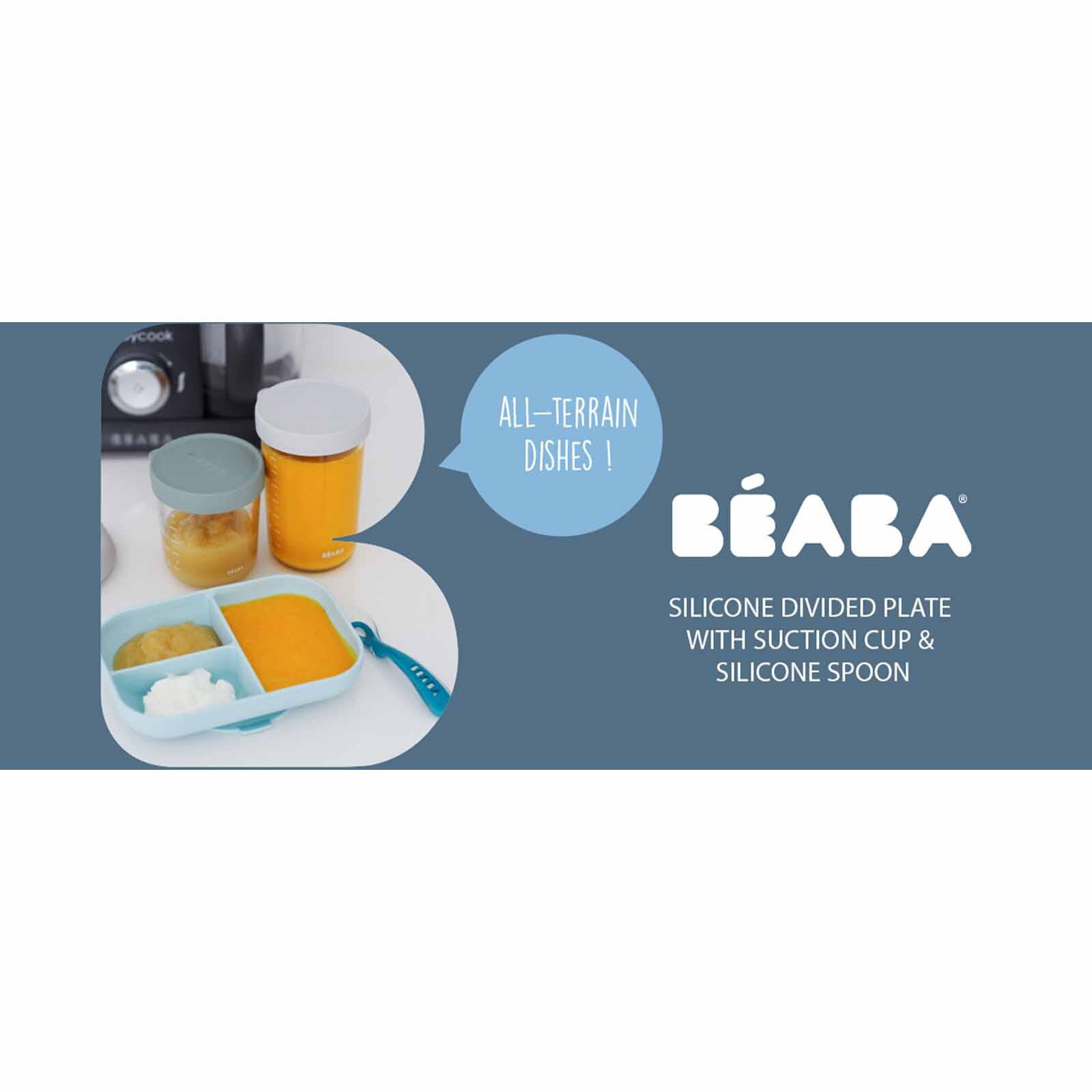 BEABA Suction Divided Plate & Spoon - Grey (online) SILICONE-image 4