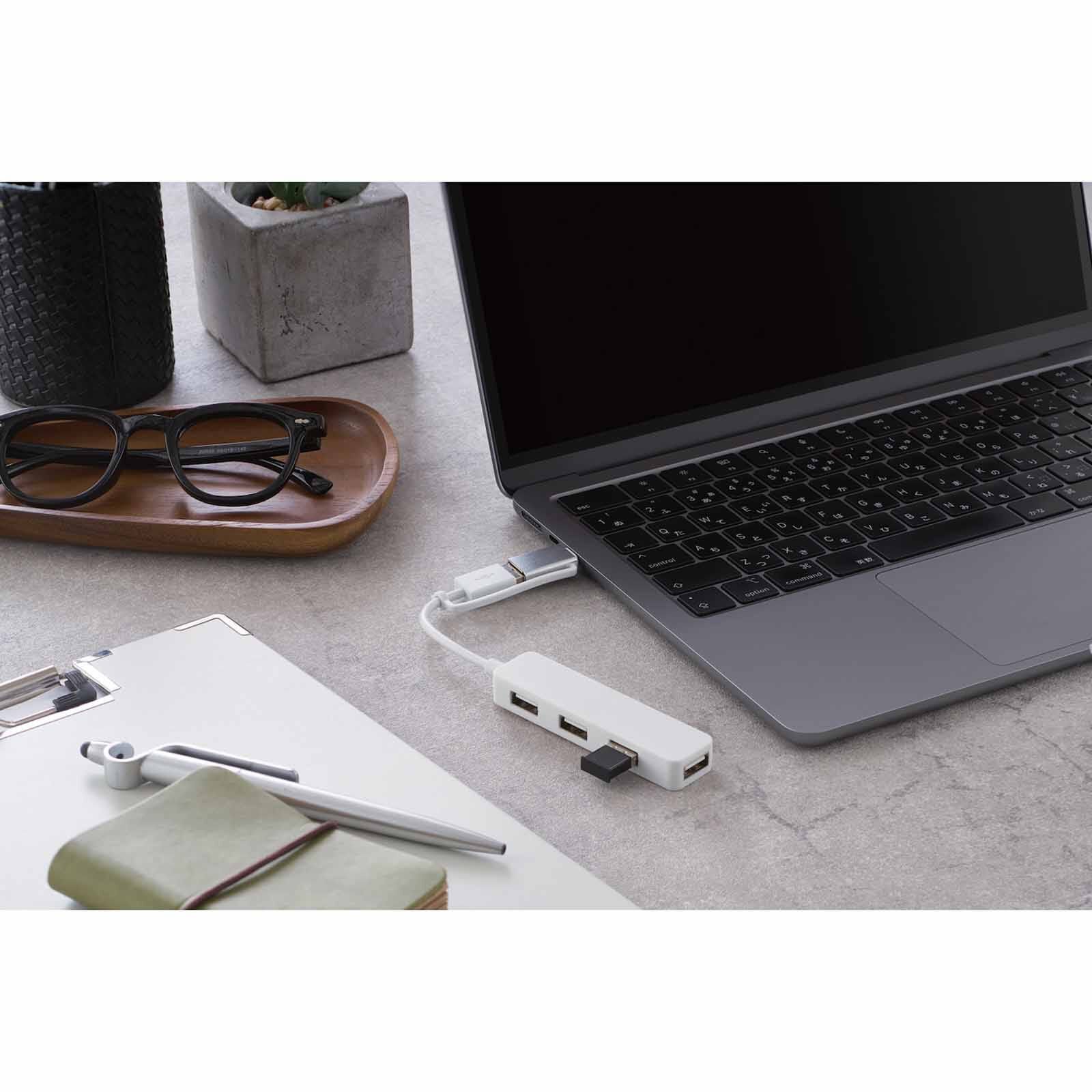 ELECOM Usb C/a 4ports 2.0 Hub White U2H-CA4003BWH-image 8