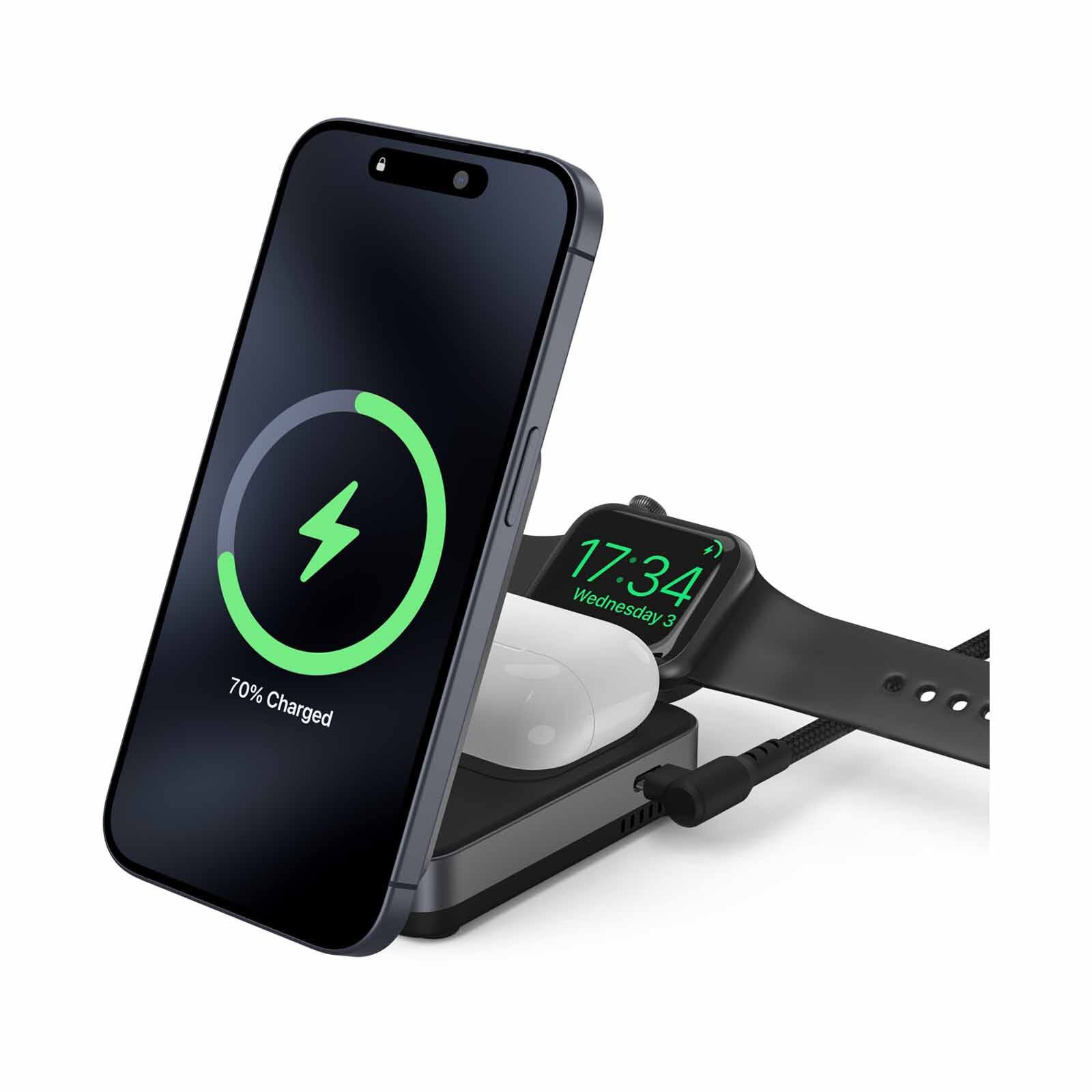 MAZER Qi2 Certified 23w Foldable 3in1 Wireless Charger - Black M-QI2-MAGFOLD05-BK-image 9