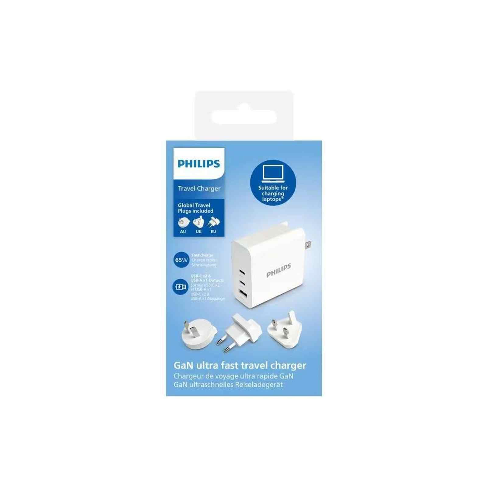 PHILIPS 65w Gan Charger White, Universal Travel Plug DLP2682CW/00-image 3