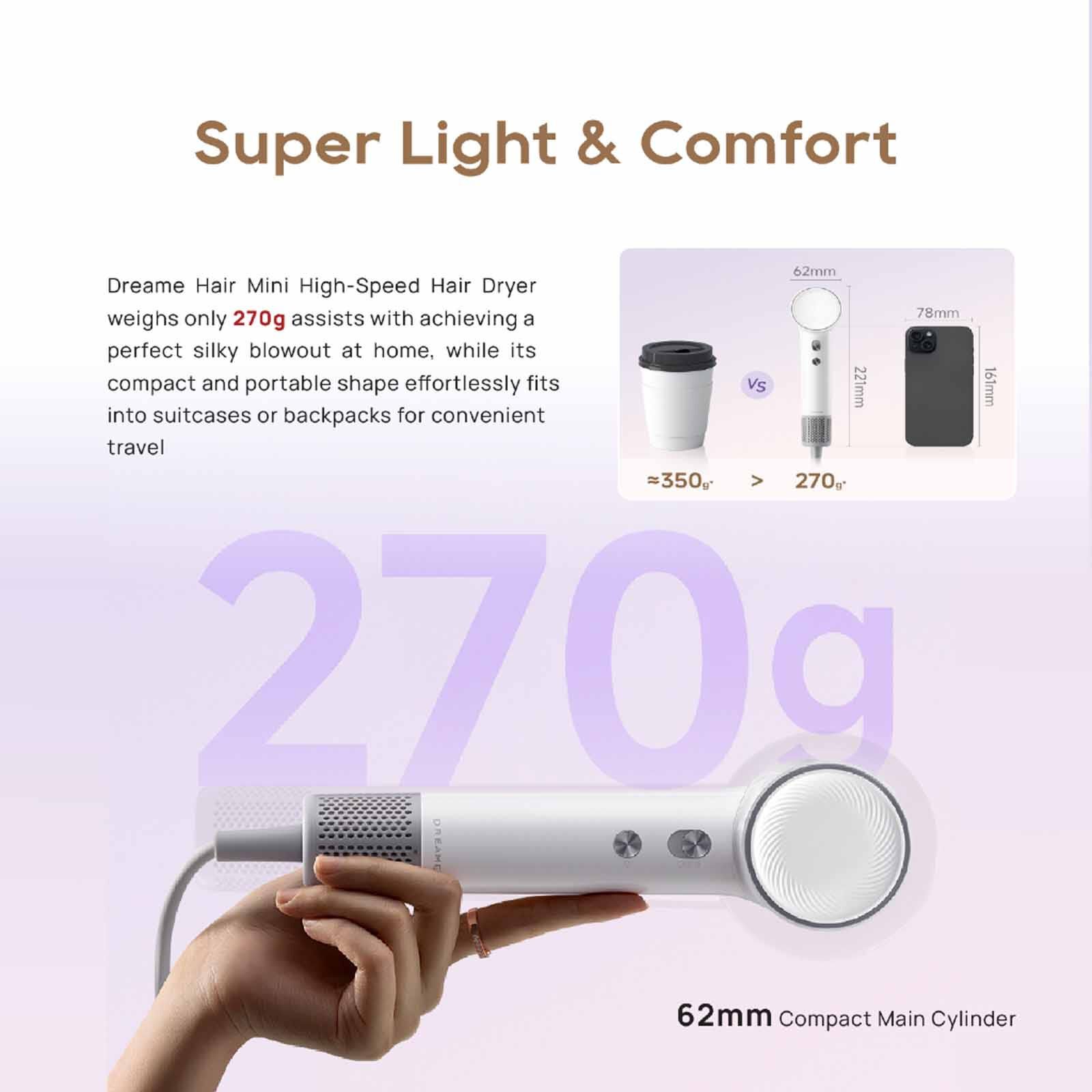 DREAME Mini Hair Dryer (1200w) - Purple DM-MINIHD-PP-image 4